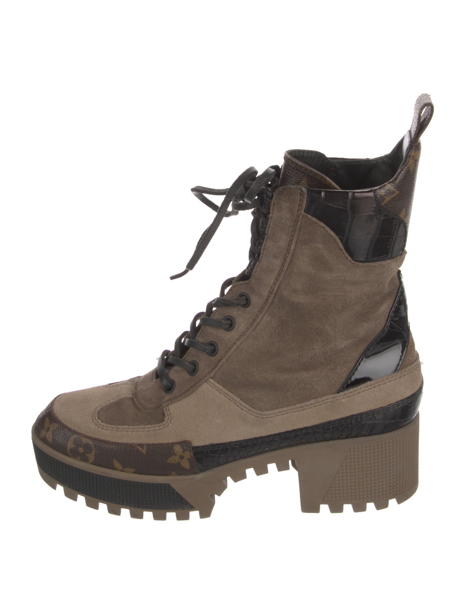 Louis Vuitton LV Monogram Suede Combat Boots