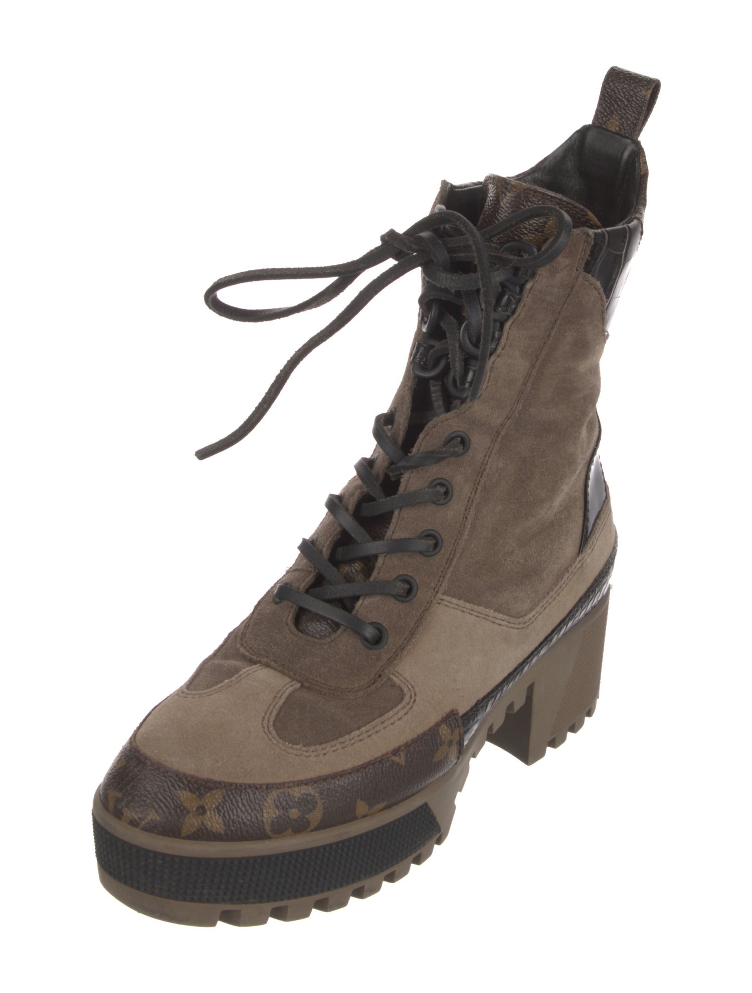 Louis Vuitton LV Monogram Suede Combat Boots