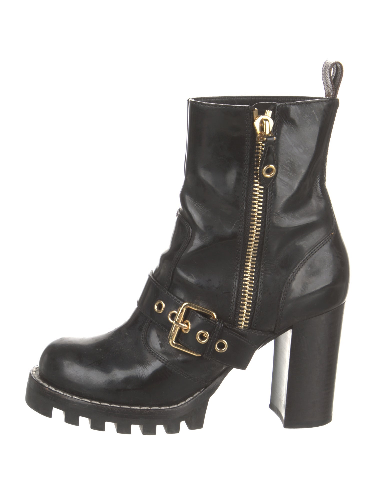 Louis Vuitton Patent Leather Combat Boots