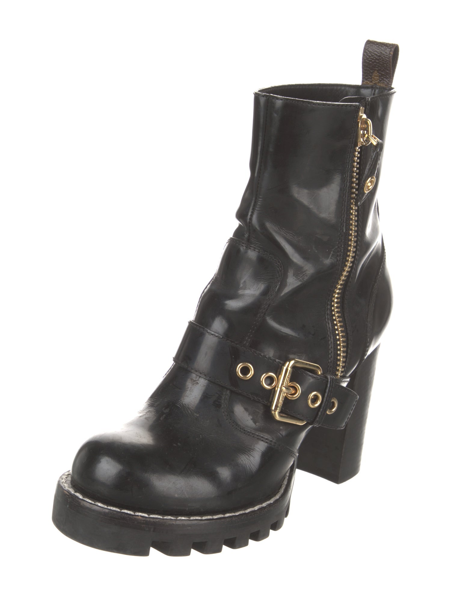 Louis Vuitton Patent Leather Combat Boots