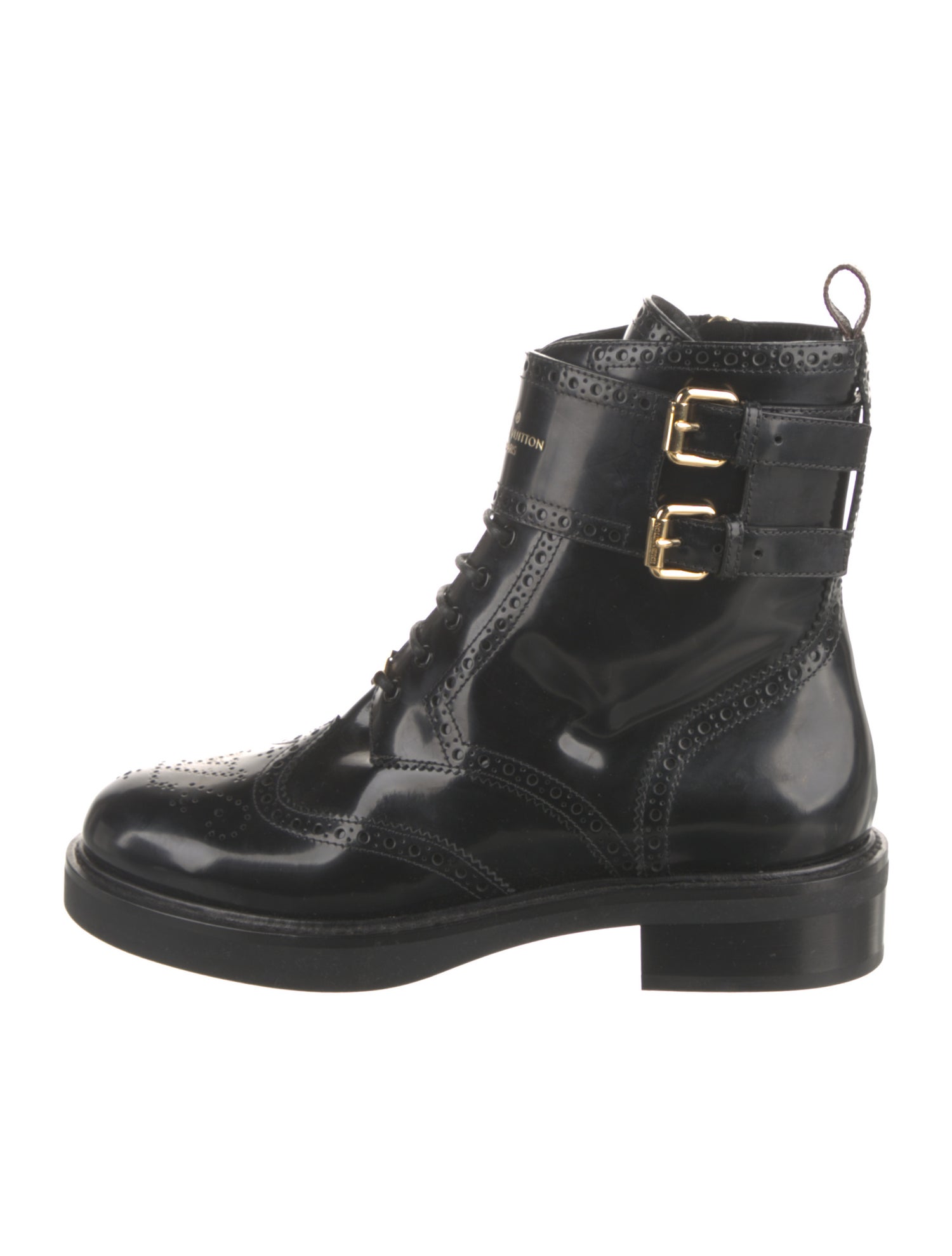 Louis Vuitton LV Monogram Patent Leather Combat Boots
