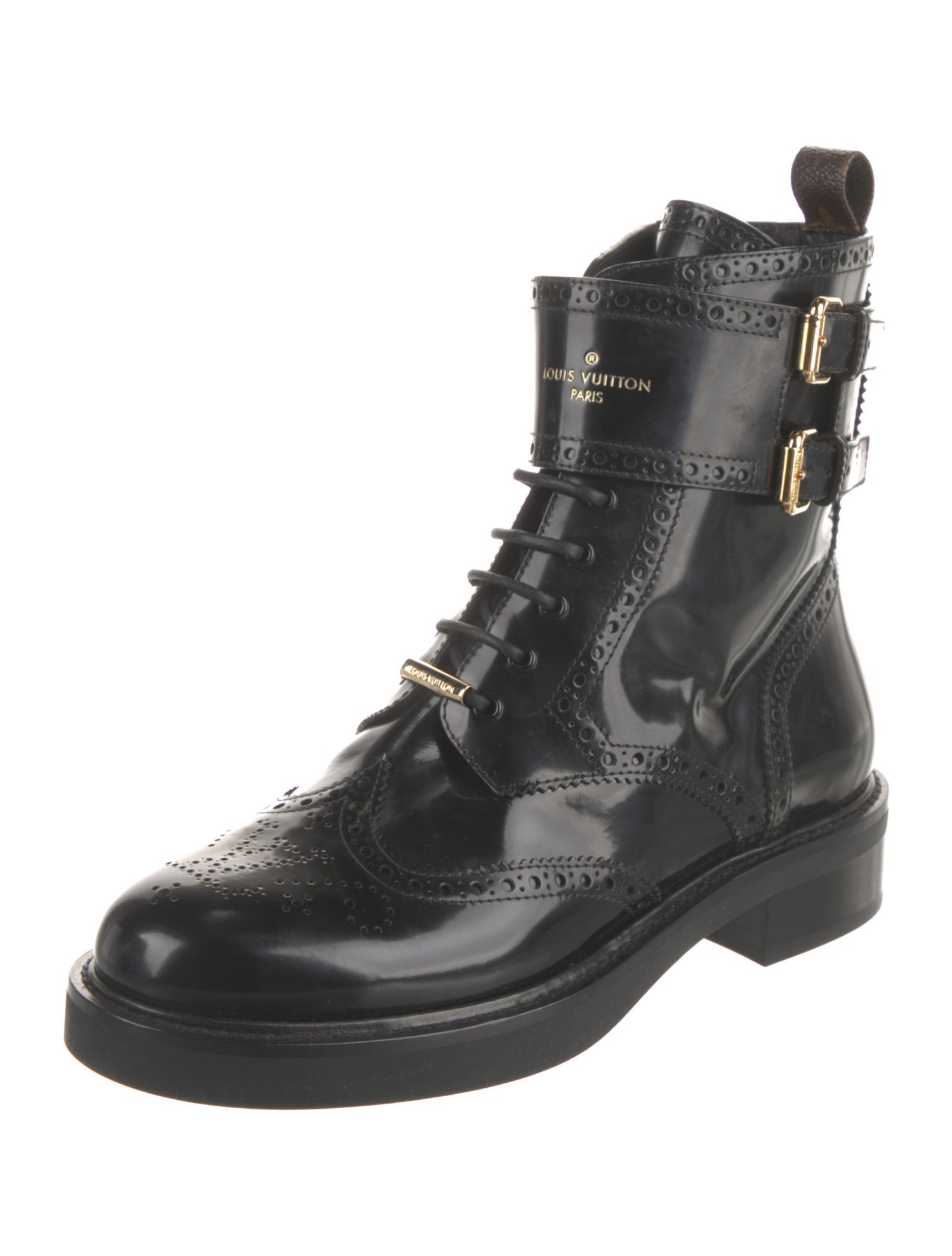 Louis Vuitton LV Monogram Patent Leather Combat Boots