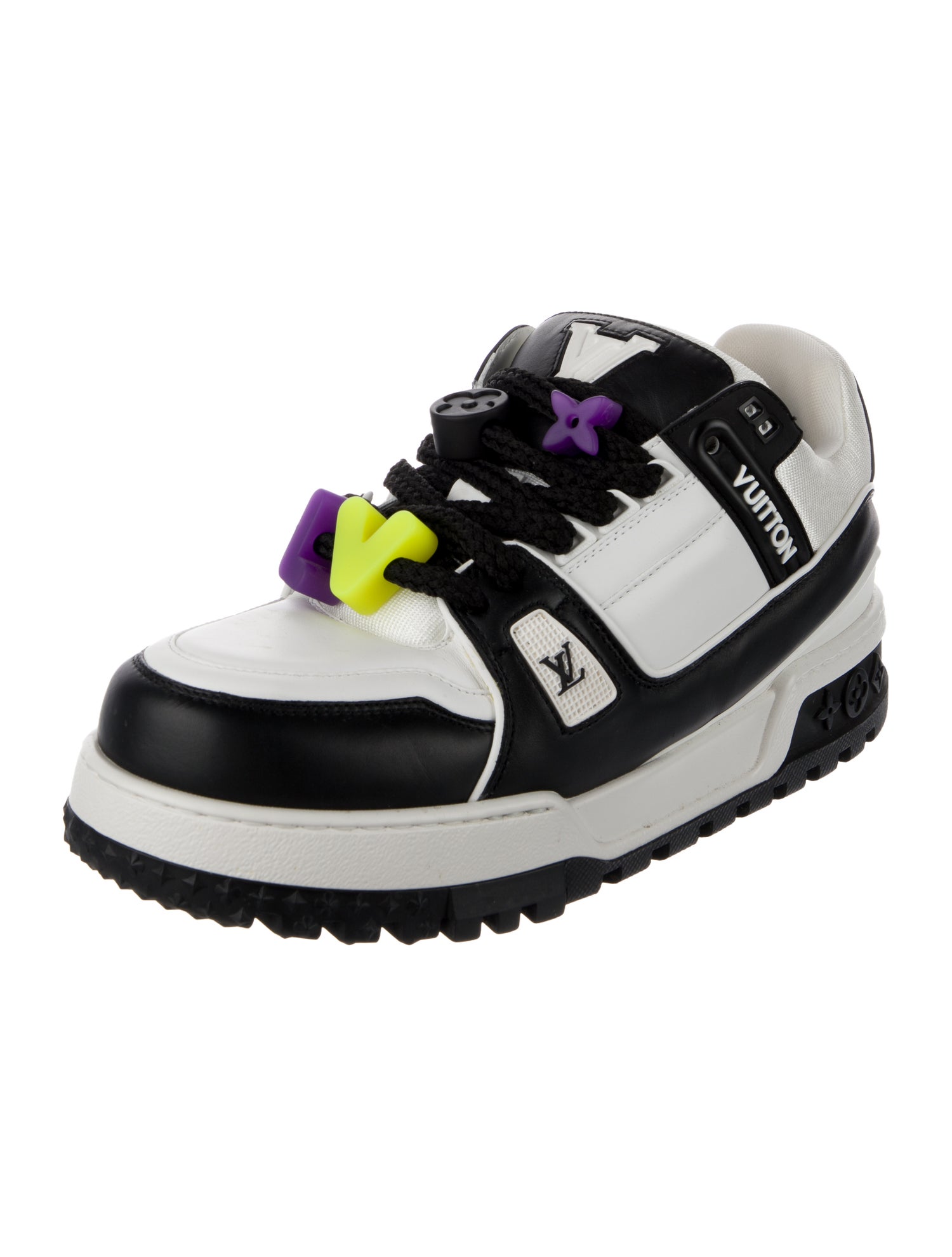 Louis Vuitton Leather Colorblock Pattern Sneakers