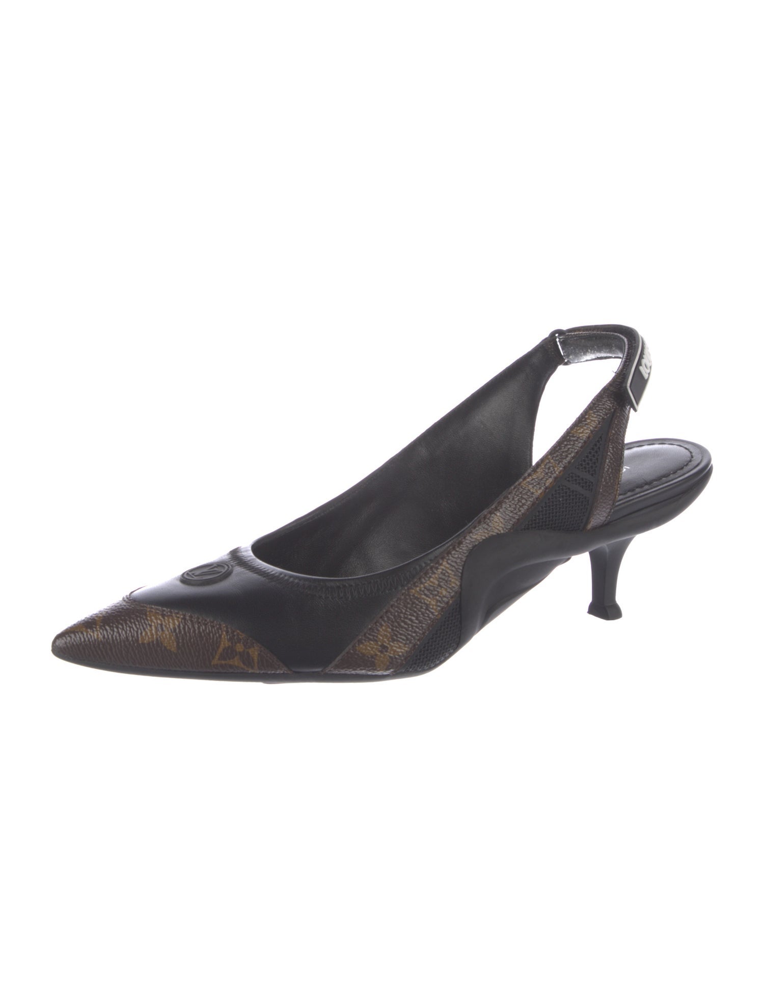Louis Vuitton LV Monogram Leather Slingback Pumps