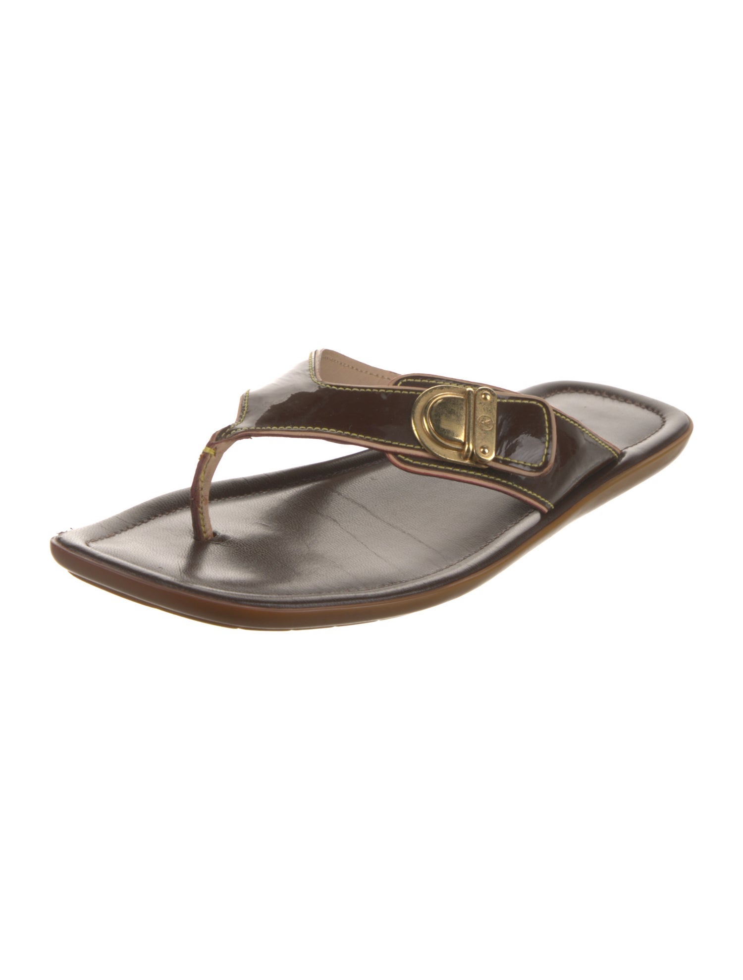Louis Vuitton LV Monogram Patent Leather Slides