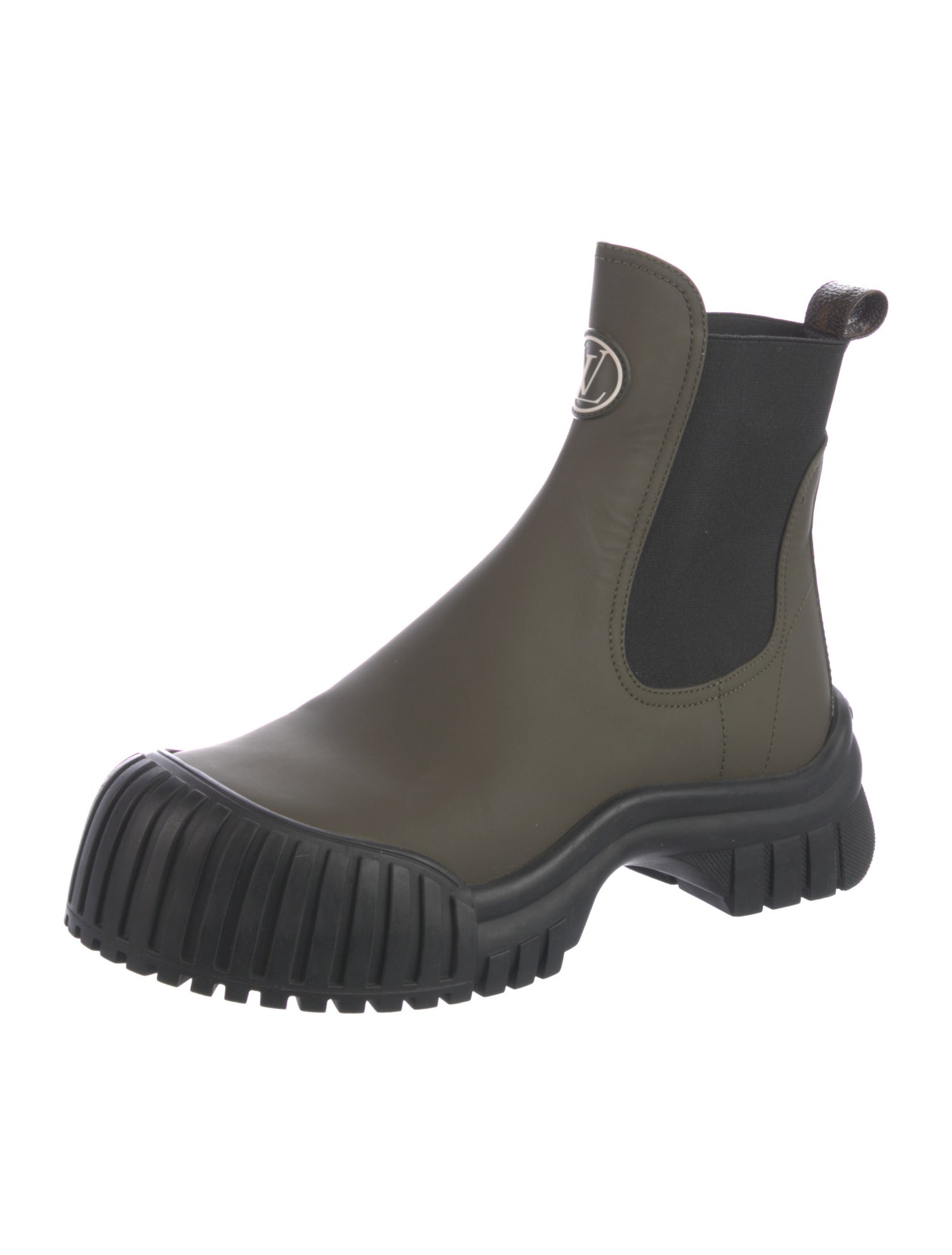 Louis Vuitton Monogram Pattern Leather Chelsea Boots