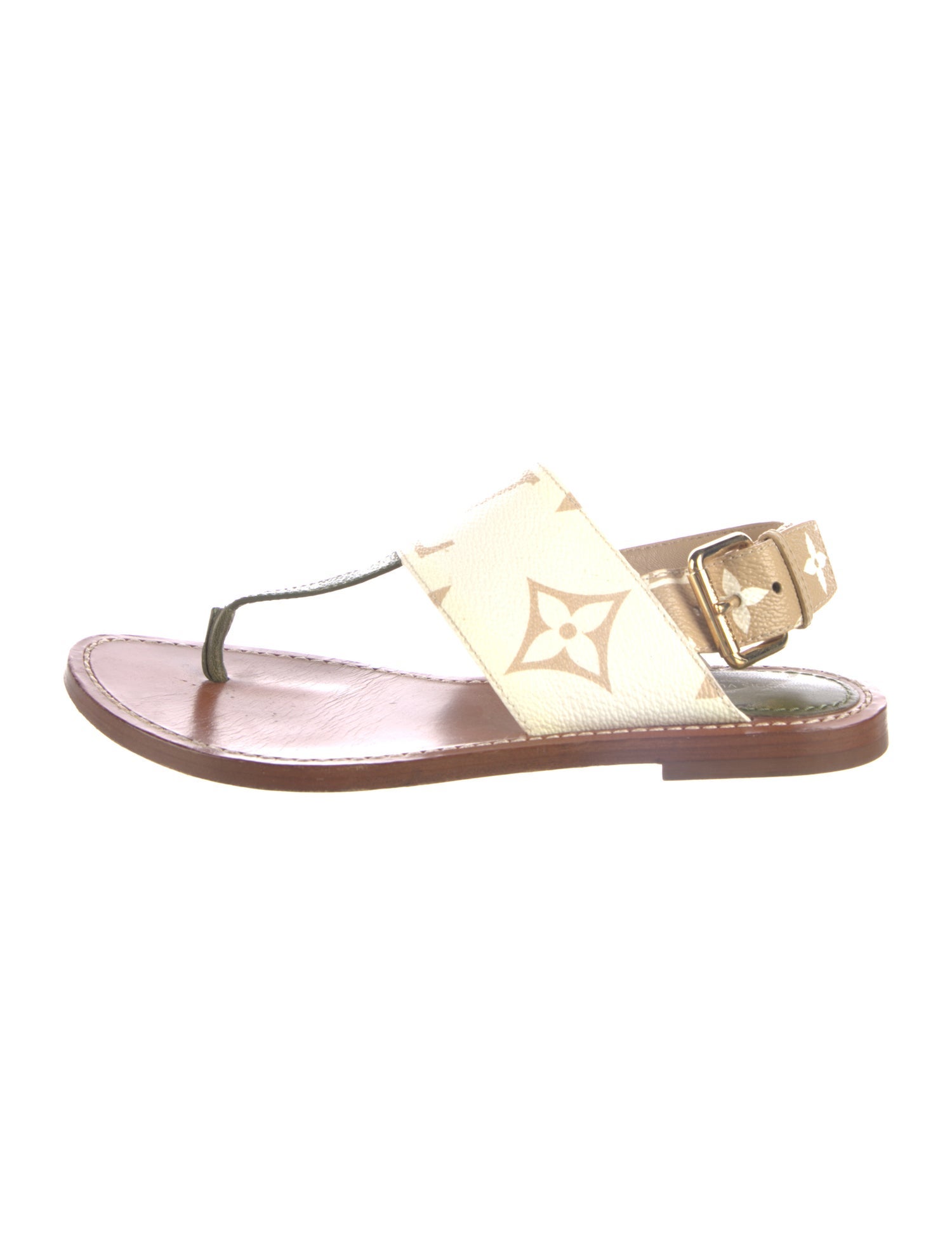 Louis Vuitton Printed T-Strap Sandals