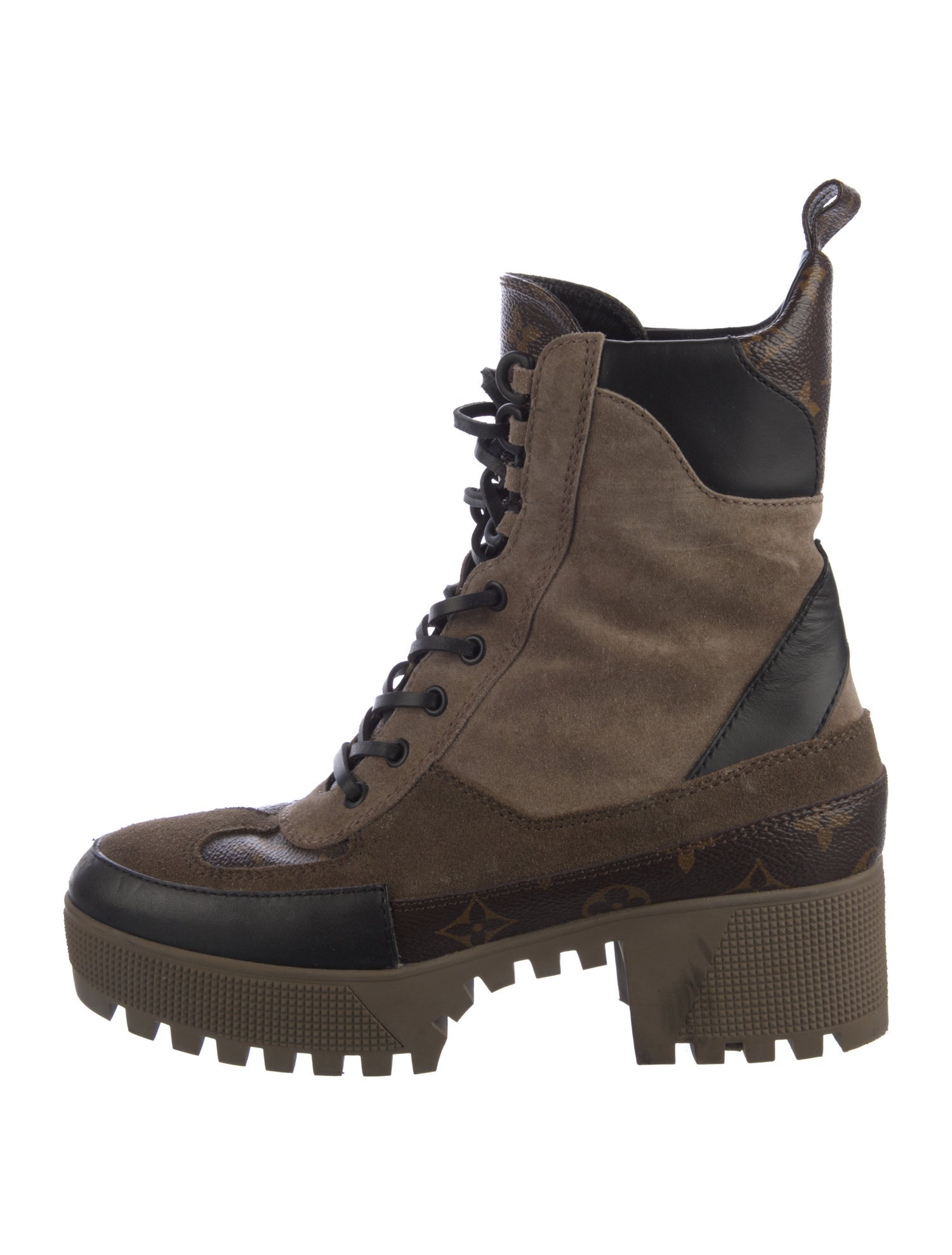 Louis Vuitton LV Monogram Suede Combat Boots