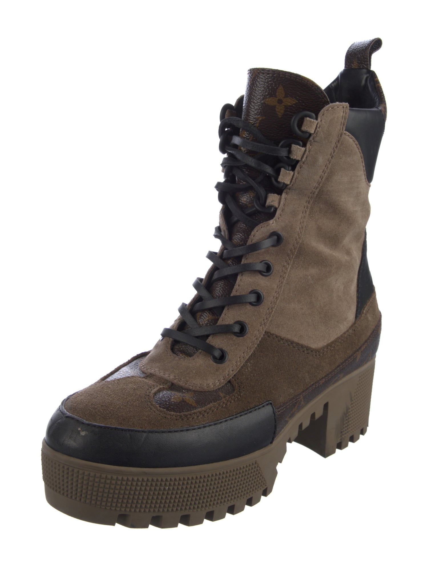 Louis Vuitton LV Monogram Suede Combat Boots