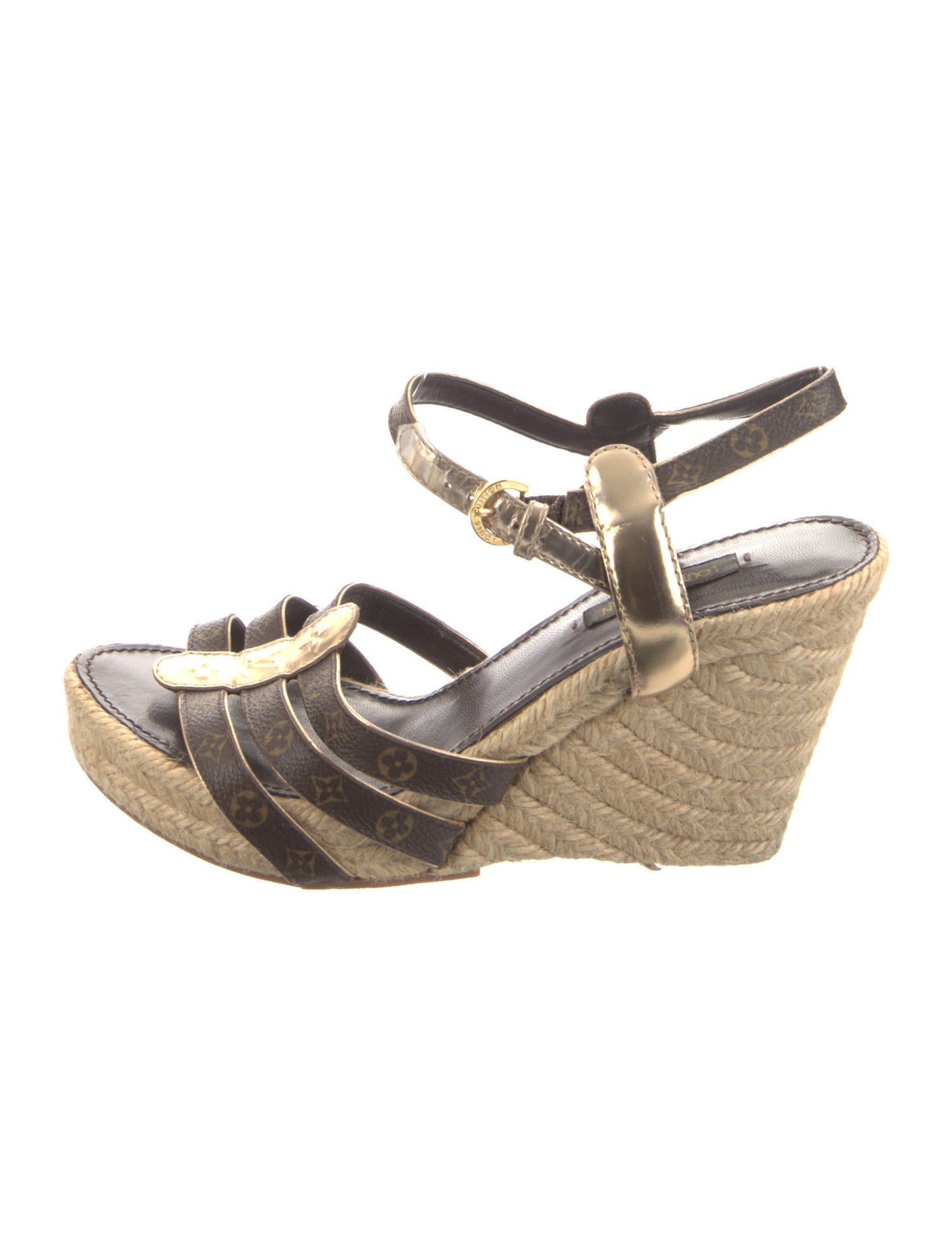 Louis Vuitton LV Monogram Leather Trim Embellishment Espadrilles