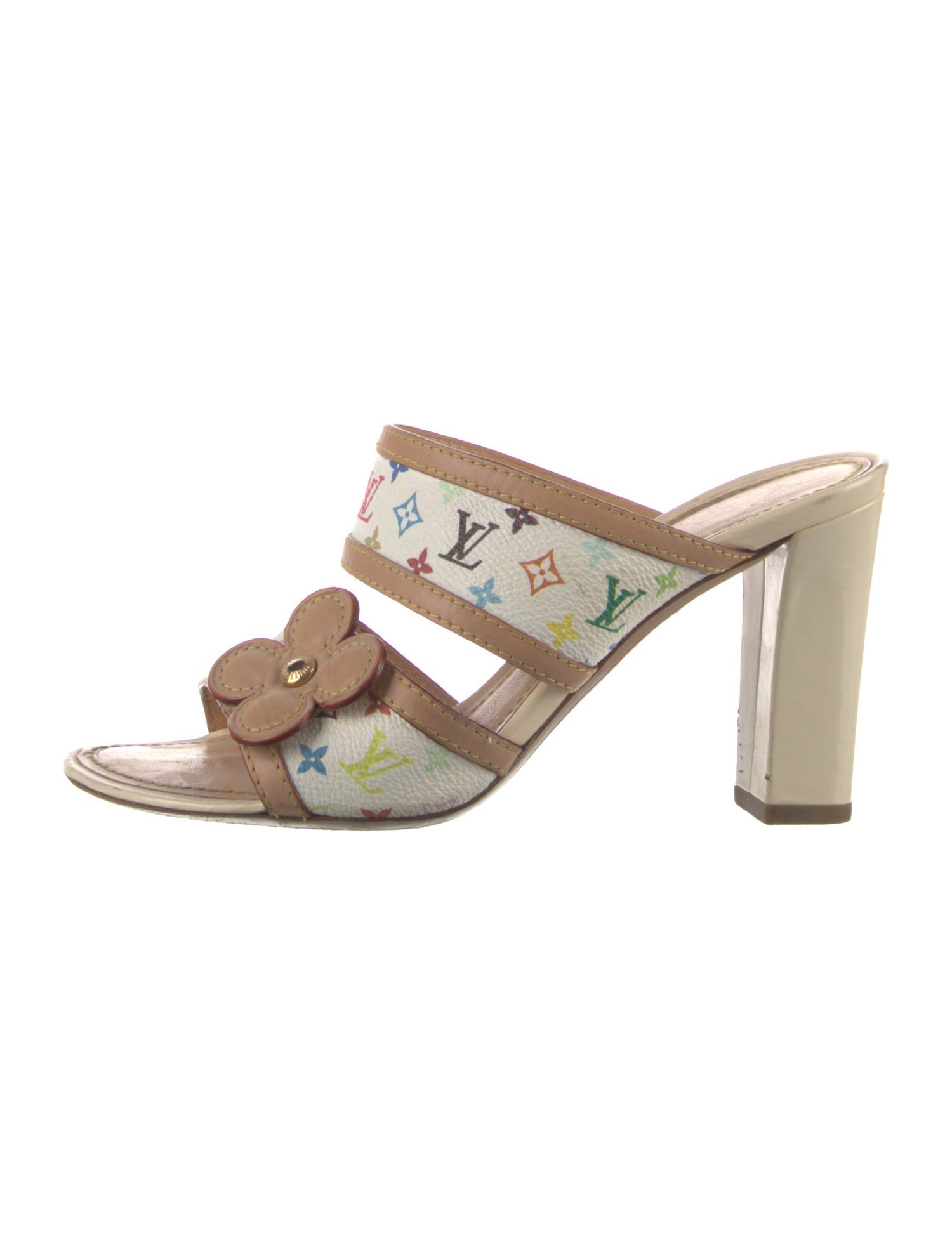 Louis Vuitton Printed Leather Trim Embellishment Slides