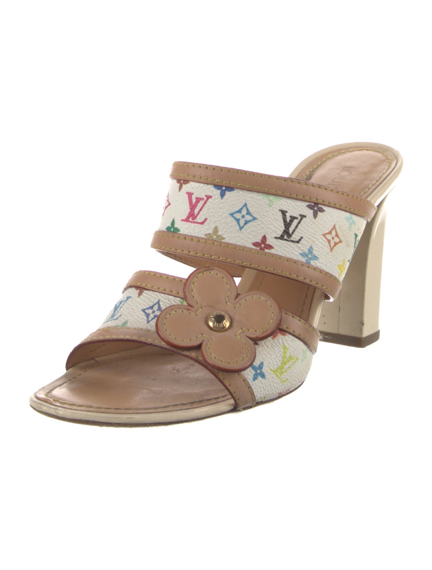 Louis Vuitton Printed Leather Trim Embellishment Slides
