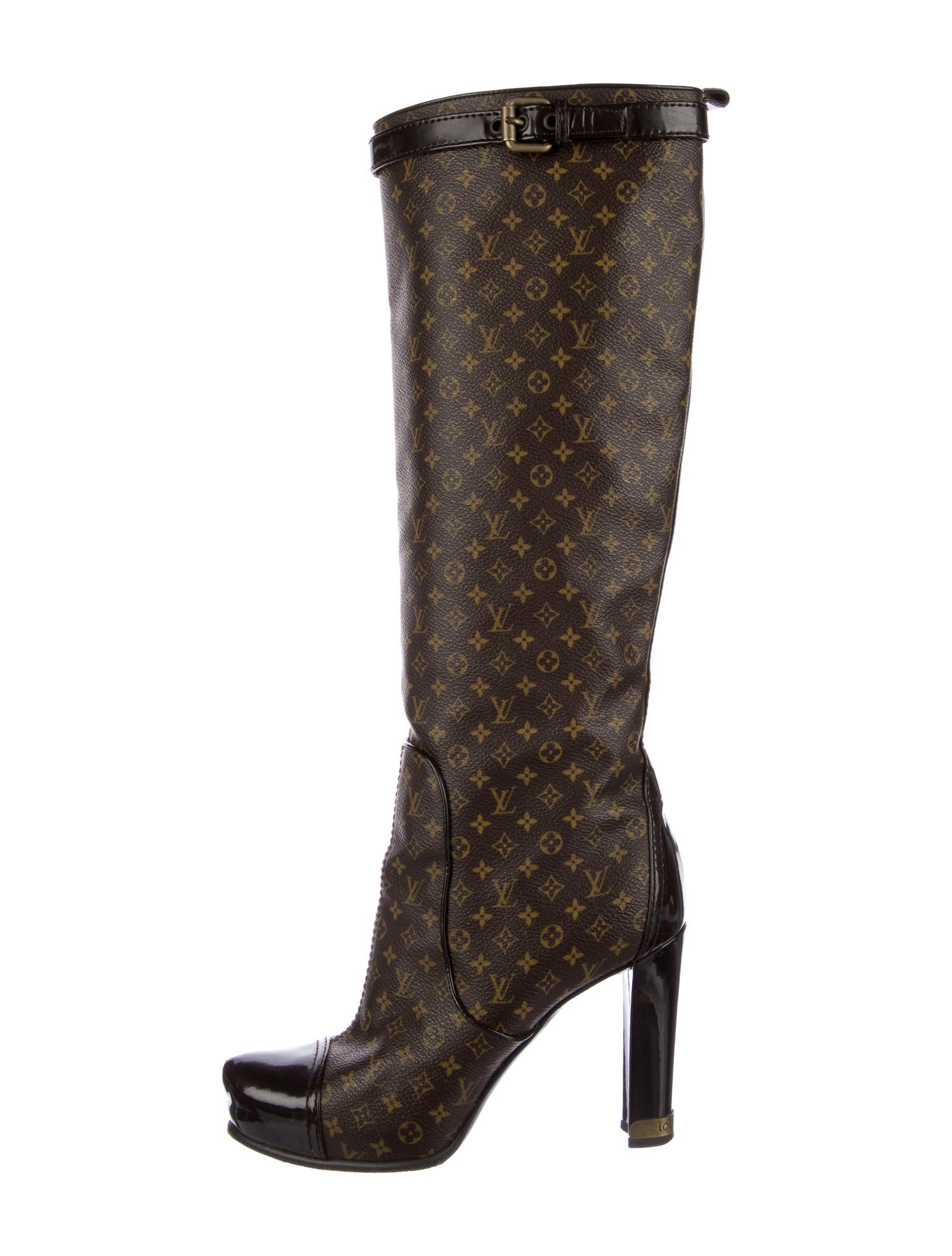 Louis Vuitton LV Monogram Leather Trim Embellishment Boots