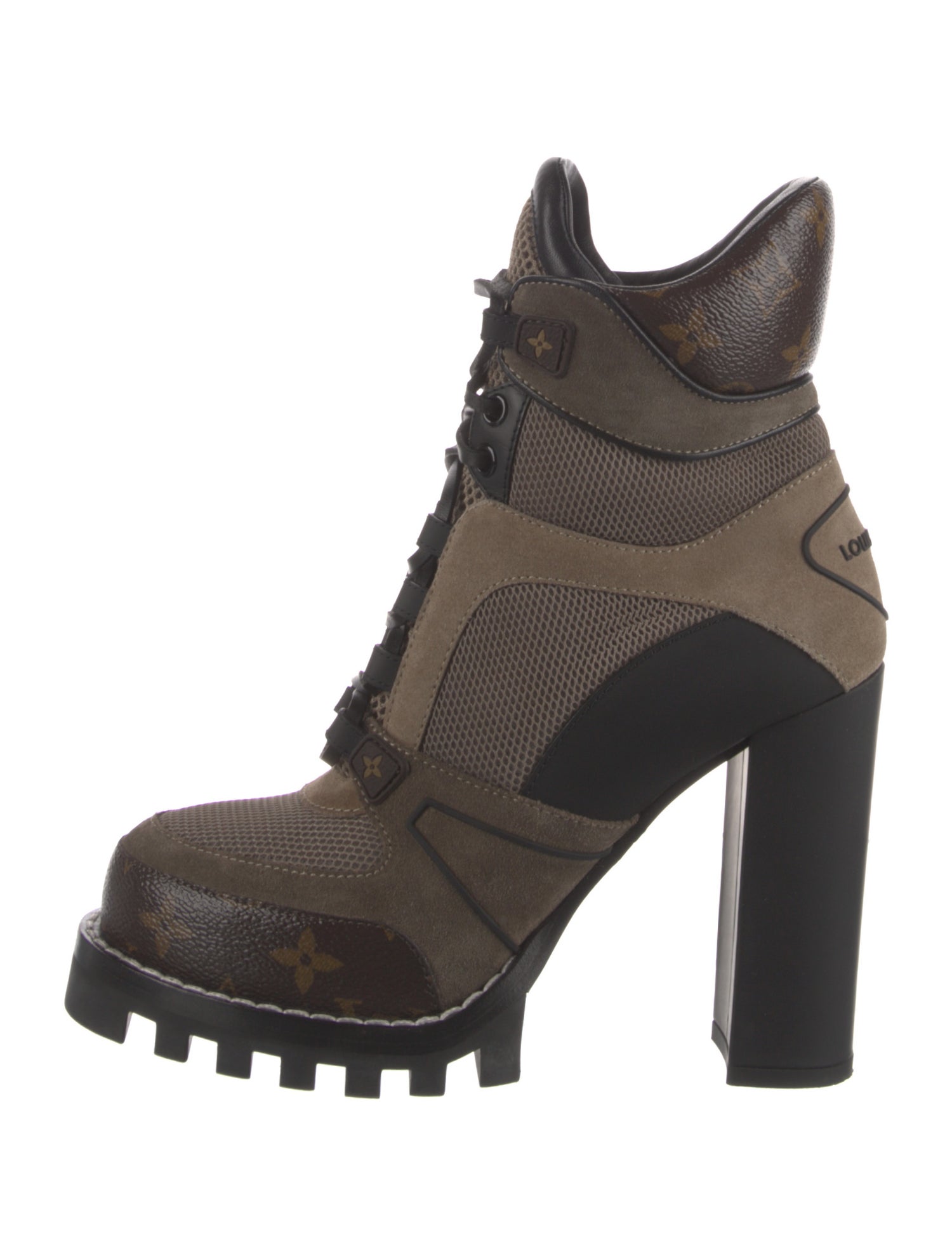 Louis Vuitton LV Monogram Suede Lace-Up Boots