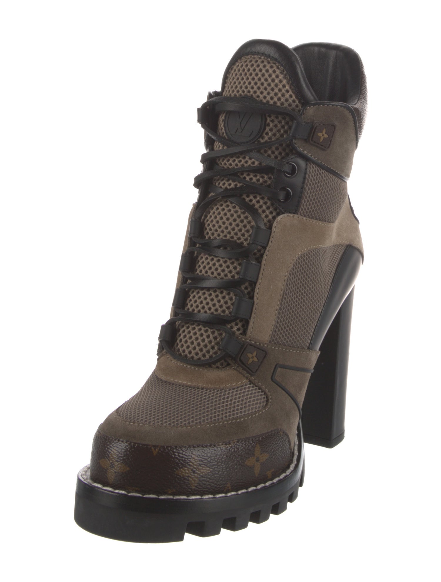 Louis Vuitton LV Monogram Suede Lace-Up Boots