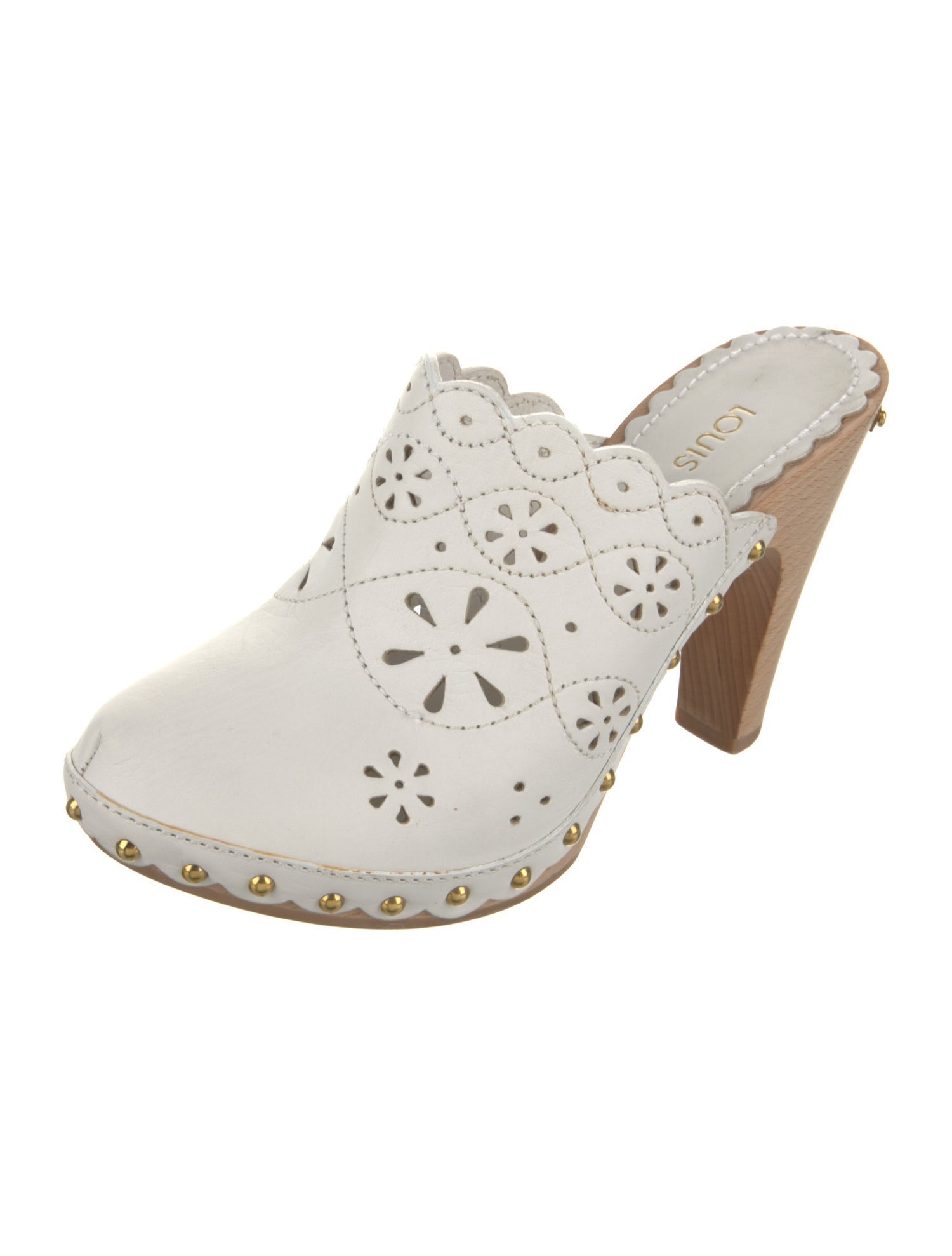 Louis Vuitton Leather Studded Accents Mules