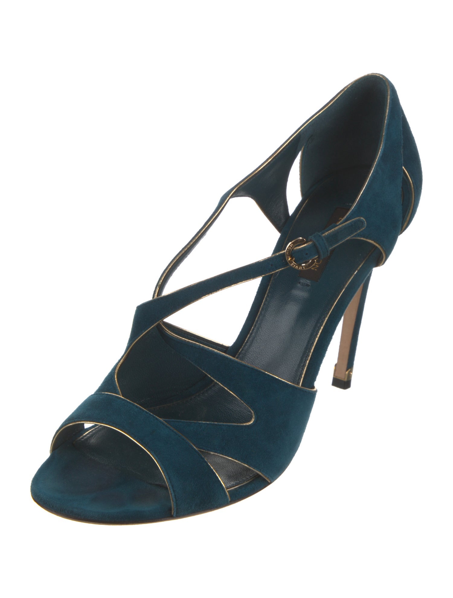 Louis Vuitton Suede Leather Trim Embellishment Slingback Sandals