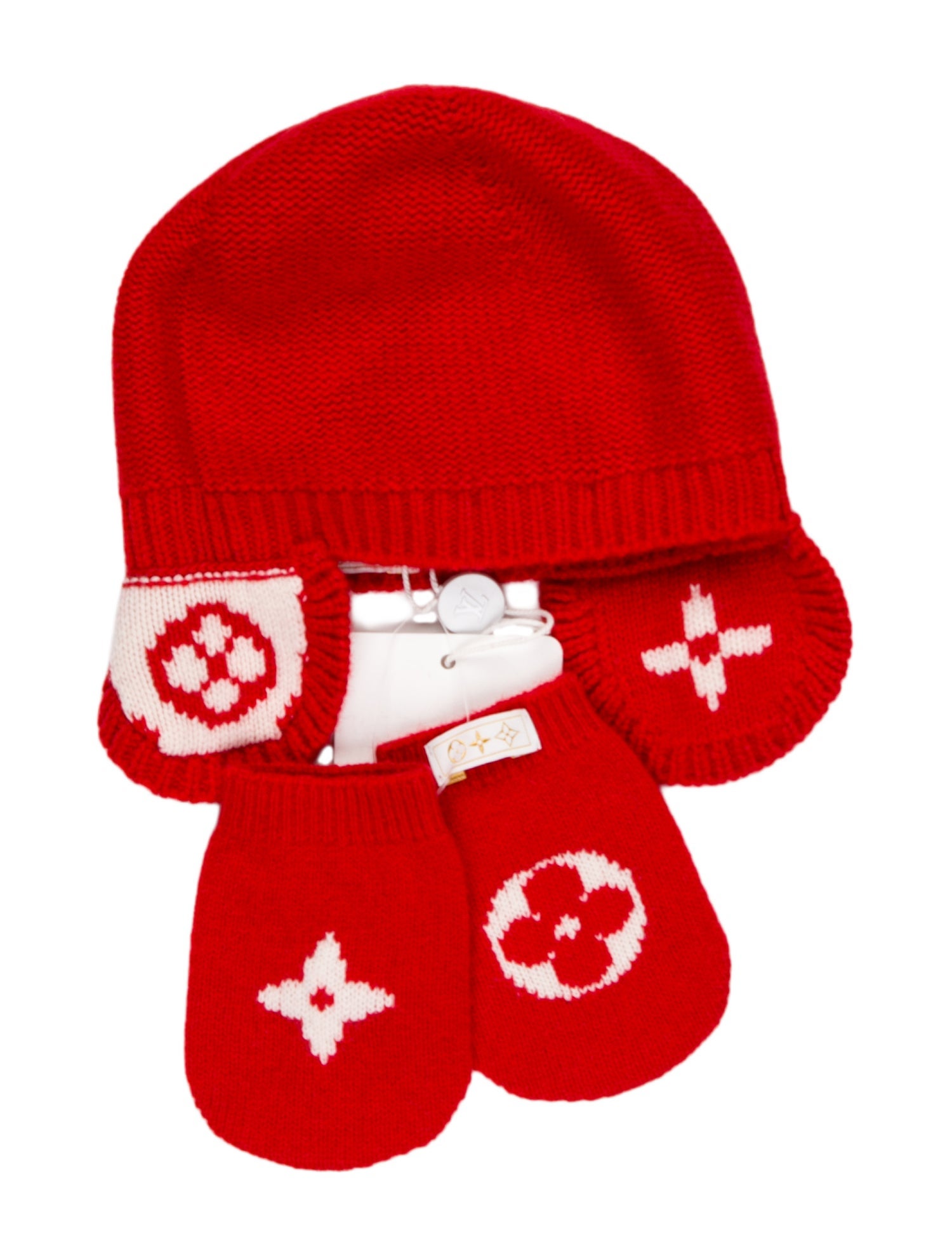 Louis Vuitton Infant's Knit Beanie and Mitten Set w/ Tags