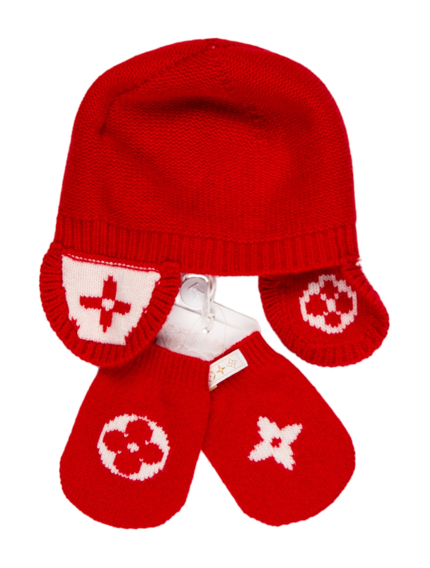 Louis Vuitton Infant's Knit Beanie and Mitten Set w/ Tags