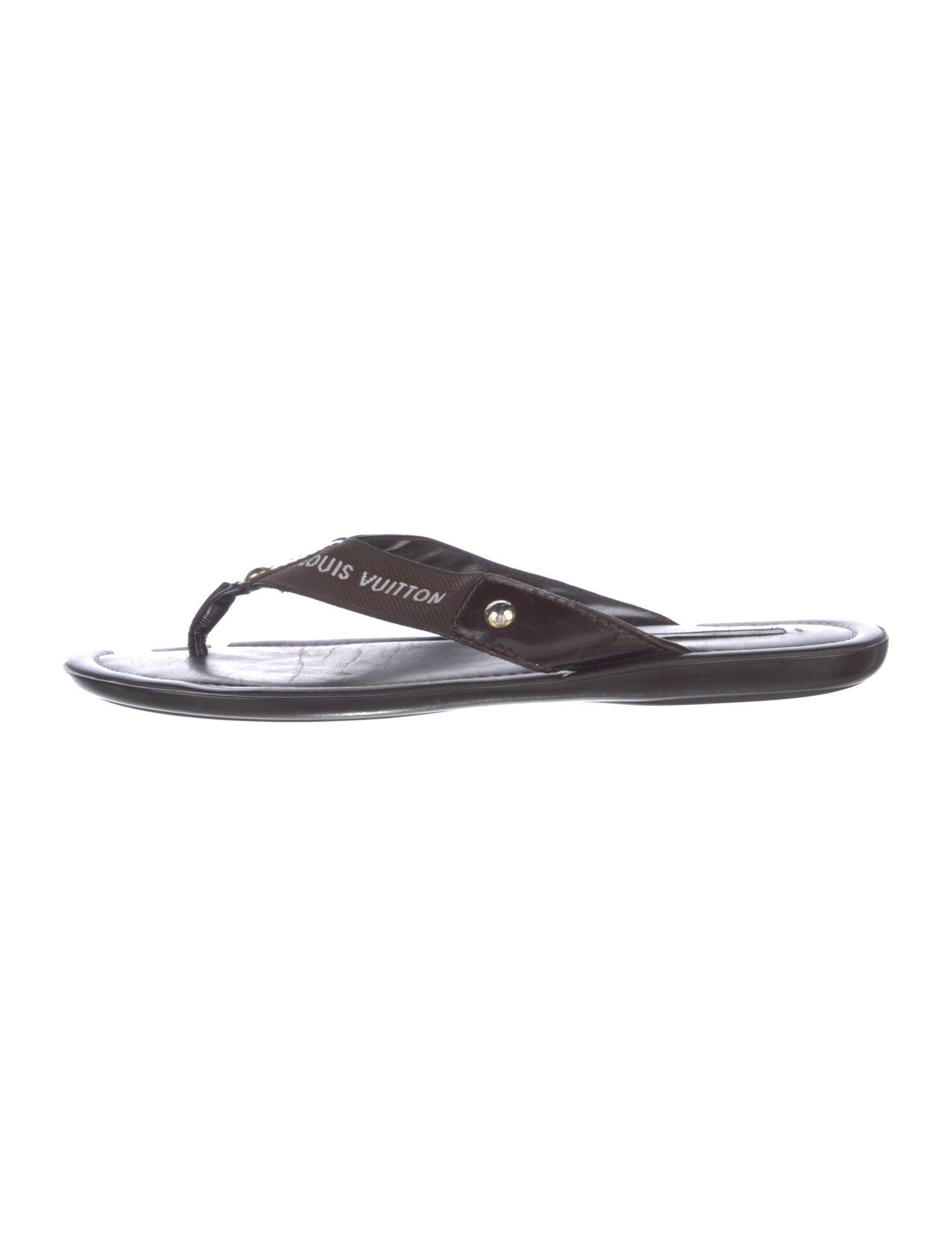 Louis Vuitton Patent Leather Printed Flip Flops