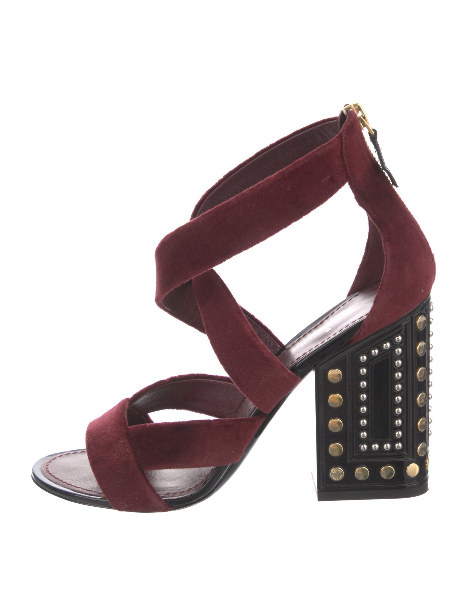Louis Vuitton Suede Studded Accents Sandals