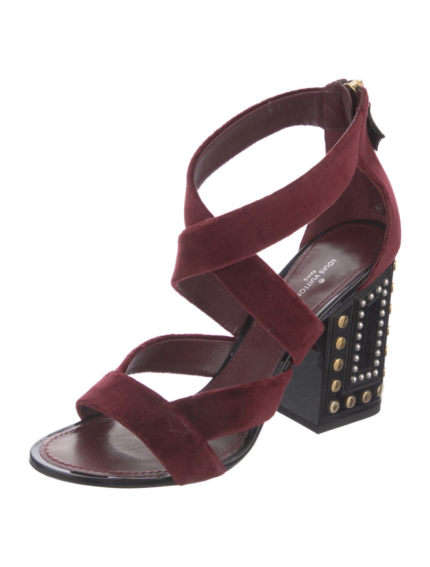 Louis Vuitton Suede Studded Accents Sandals