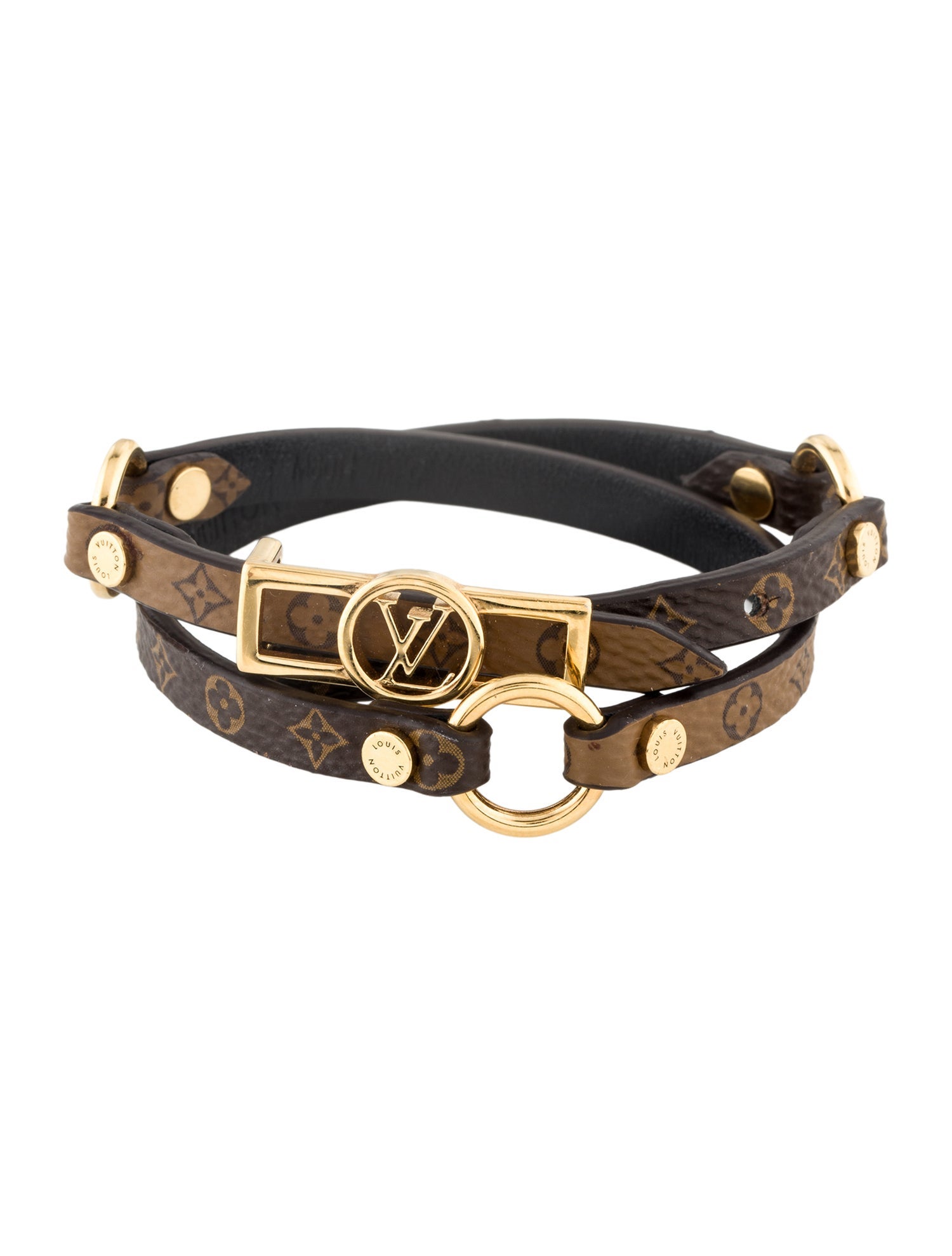 Louis Vuitton Leather Monogram Dauphine Double Tour Wrap Bracelet