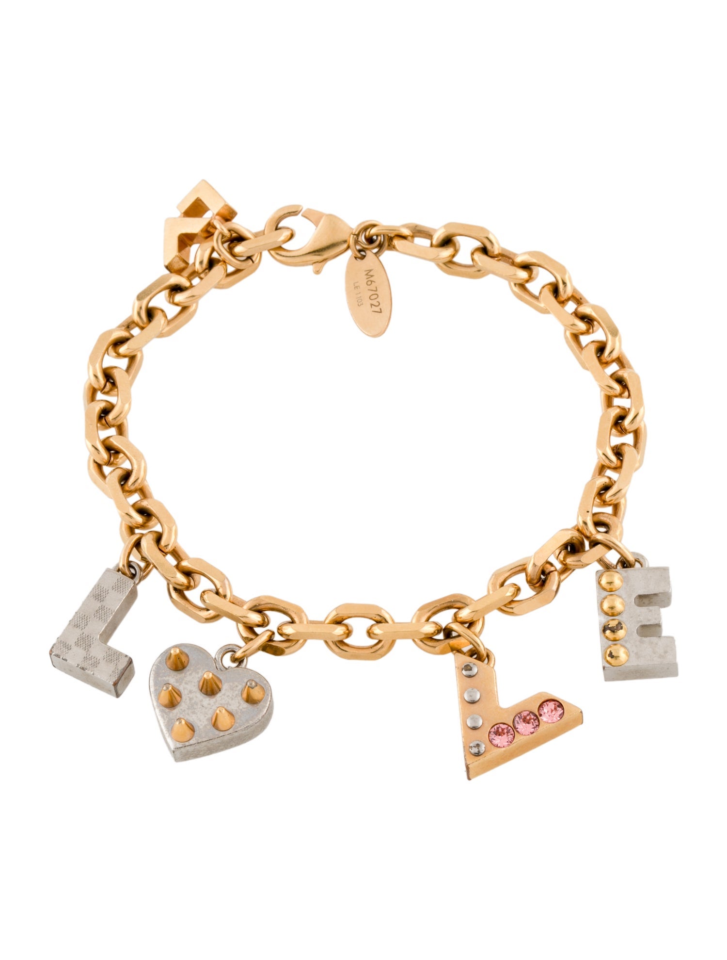 Louis Vuitton Crystal Love Letters Charm Bracelet
