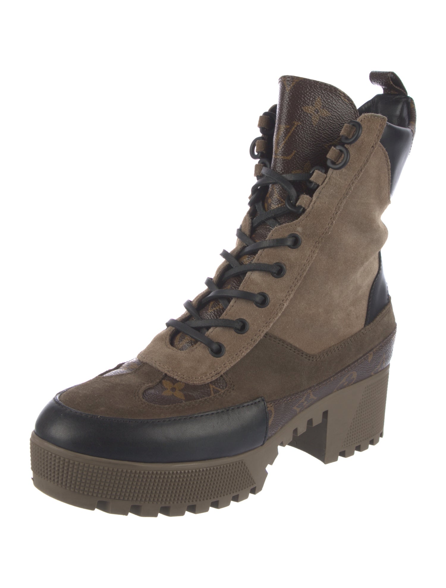 Louis Vuitton LV Monogram Suede Combat Boots
