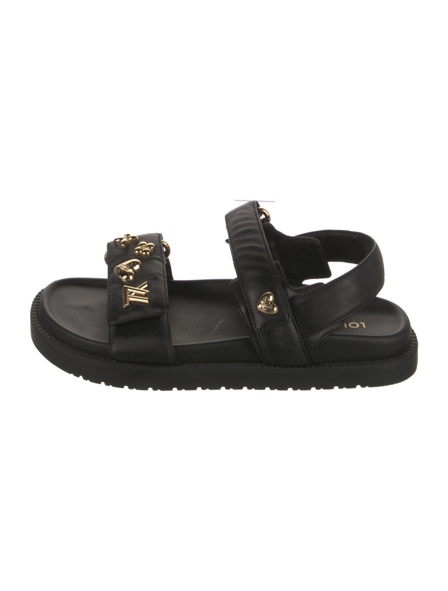 Louis Vuitton Leather Studded Accents Slingback Sandals