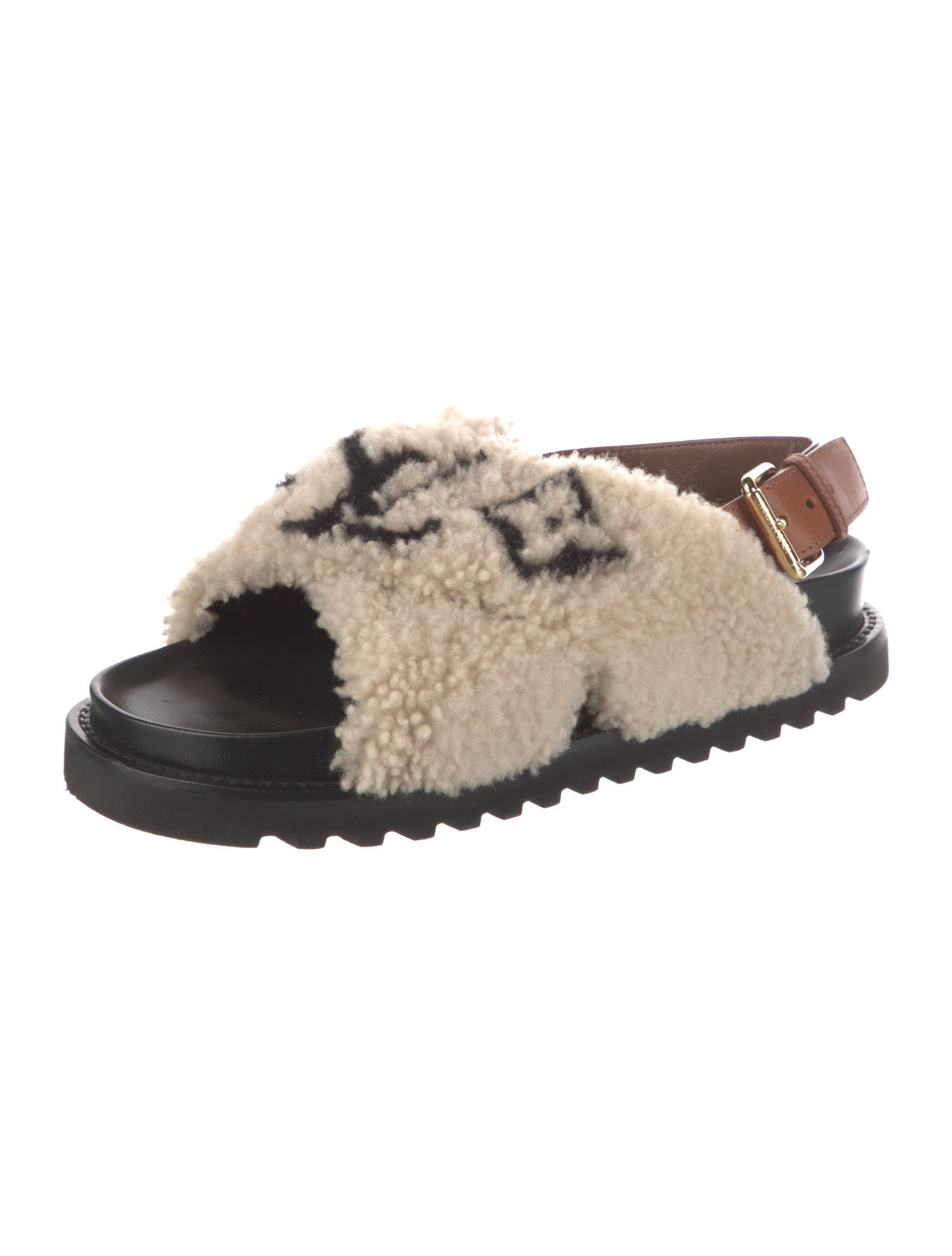 Louis Vuitton Shearling Slingback Sandals