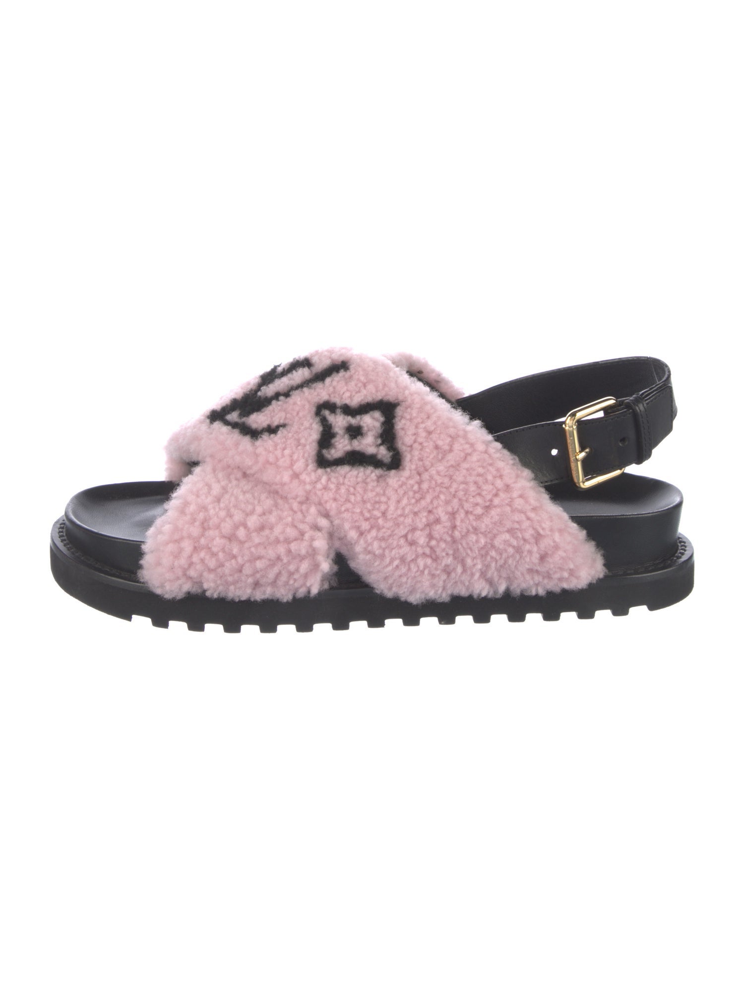 Louis Vuitton LV Monogram Shearling Slingback Sandals