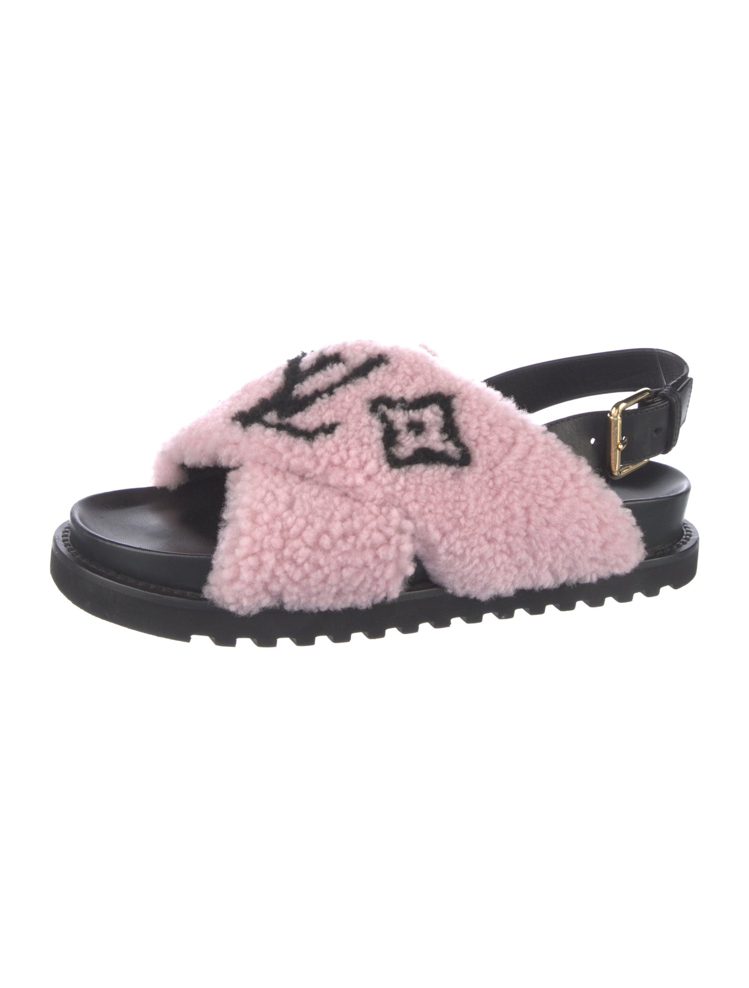 Louis Vuitton LV Monogram Shearling Slingback Sandals
