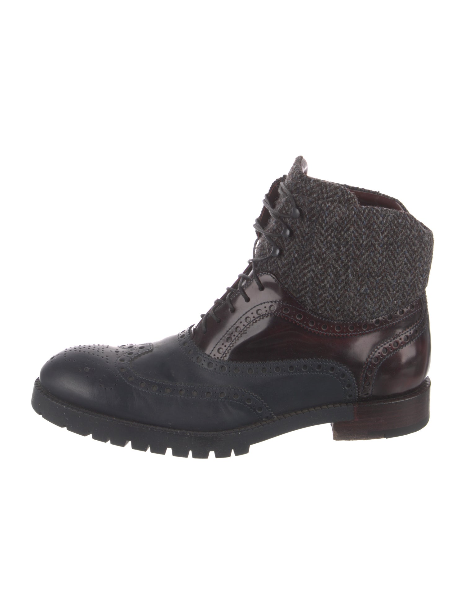 Louis Vuitton Leather Lasercut Accents Lace-Up Boots