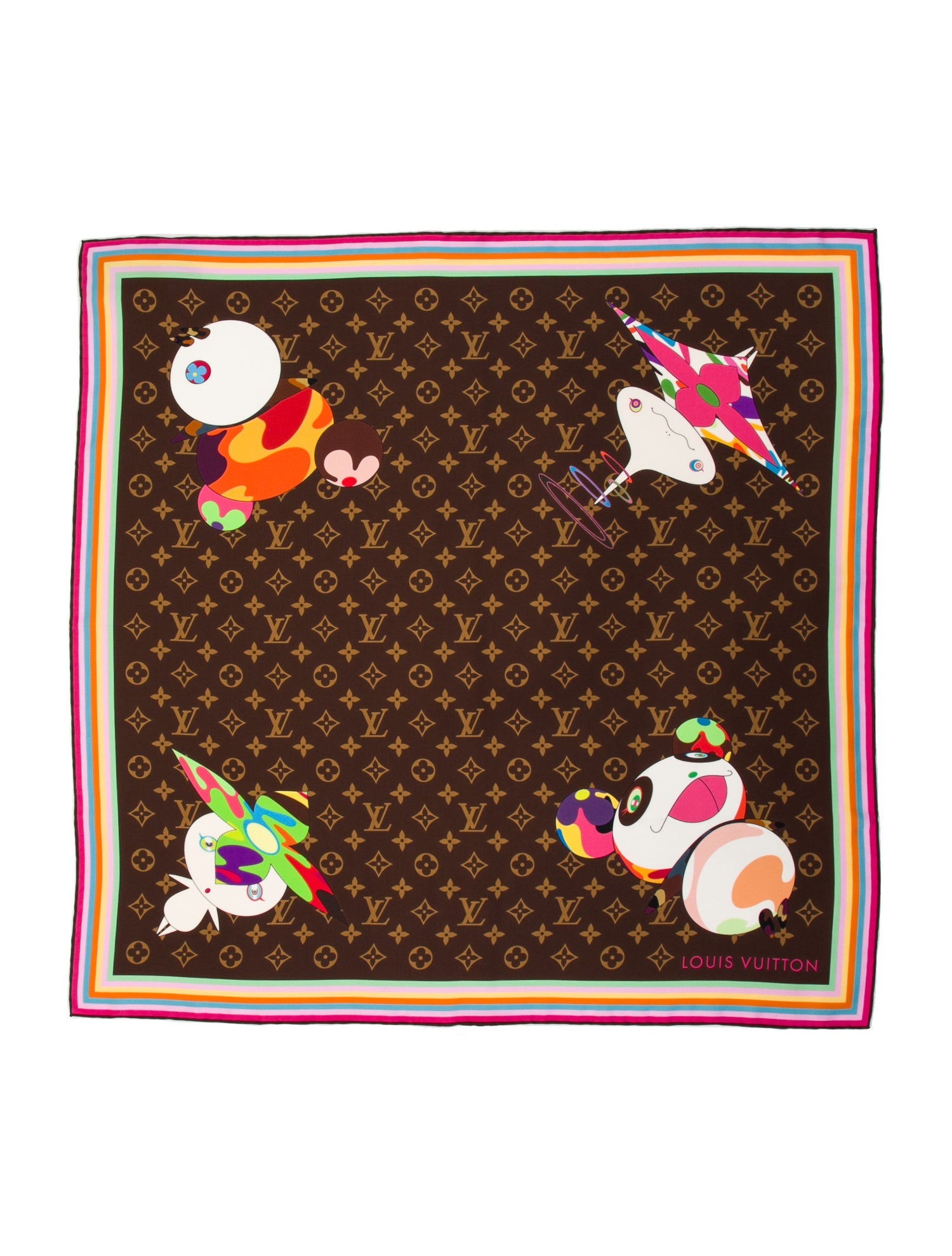 Louis Vuitton x Takashi Murakami Superflat Characters Silk Scarf