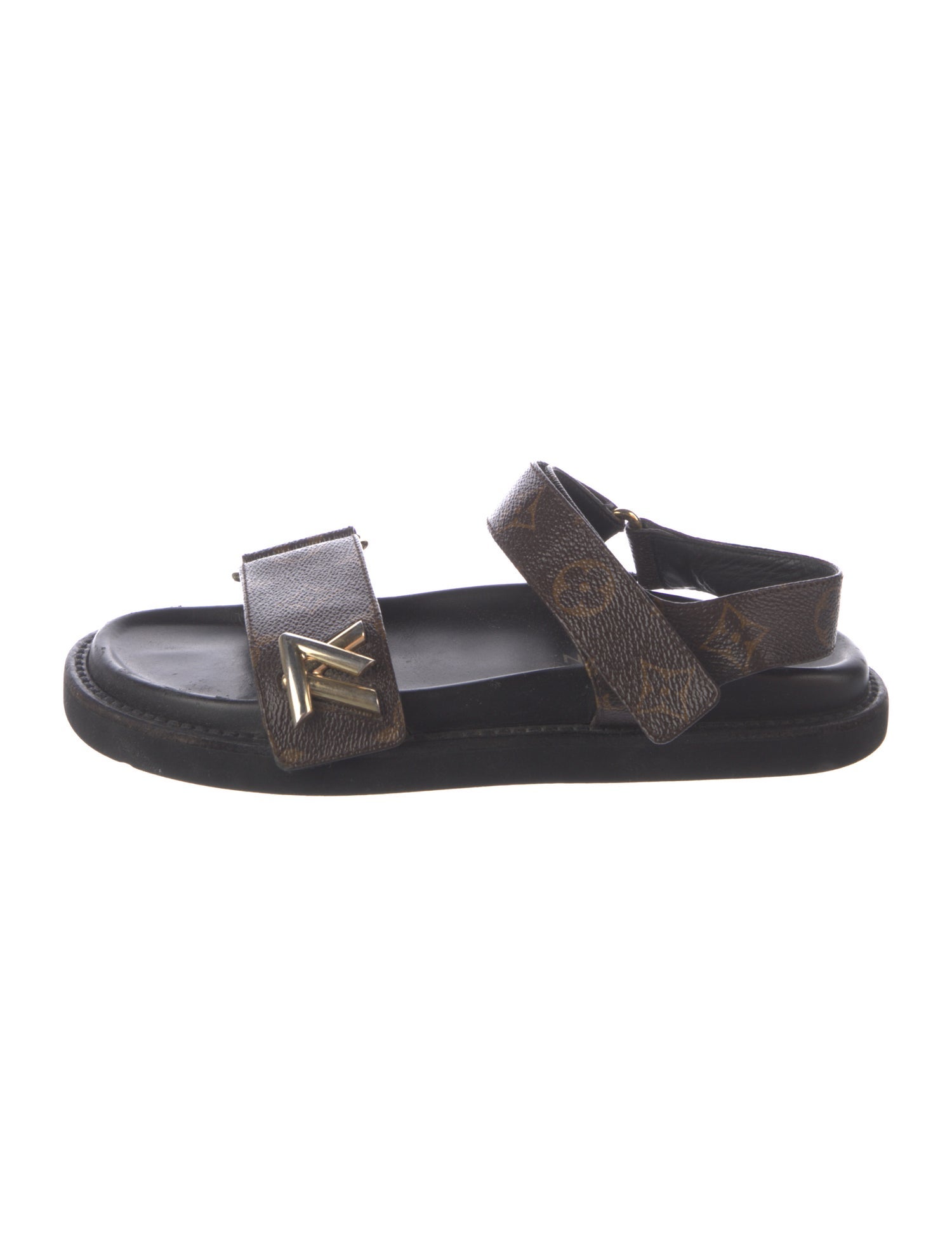 Louis Vuitton LV Monogram Leather Trim Embellishment Slingback Sandals