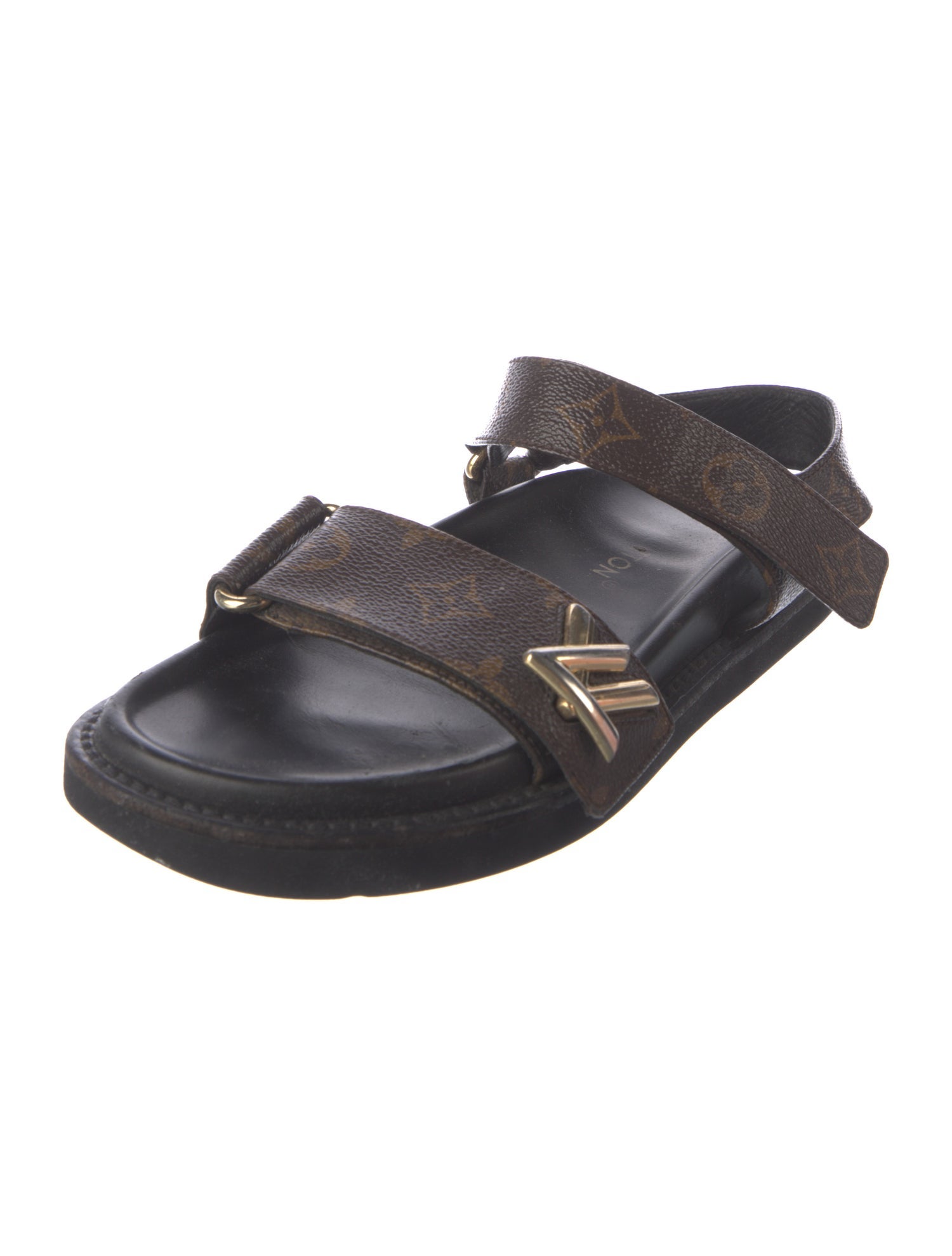 Louis Vuitton LV Monogram Leather Trim Embellishment Slingback Sandals