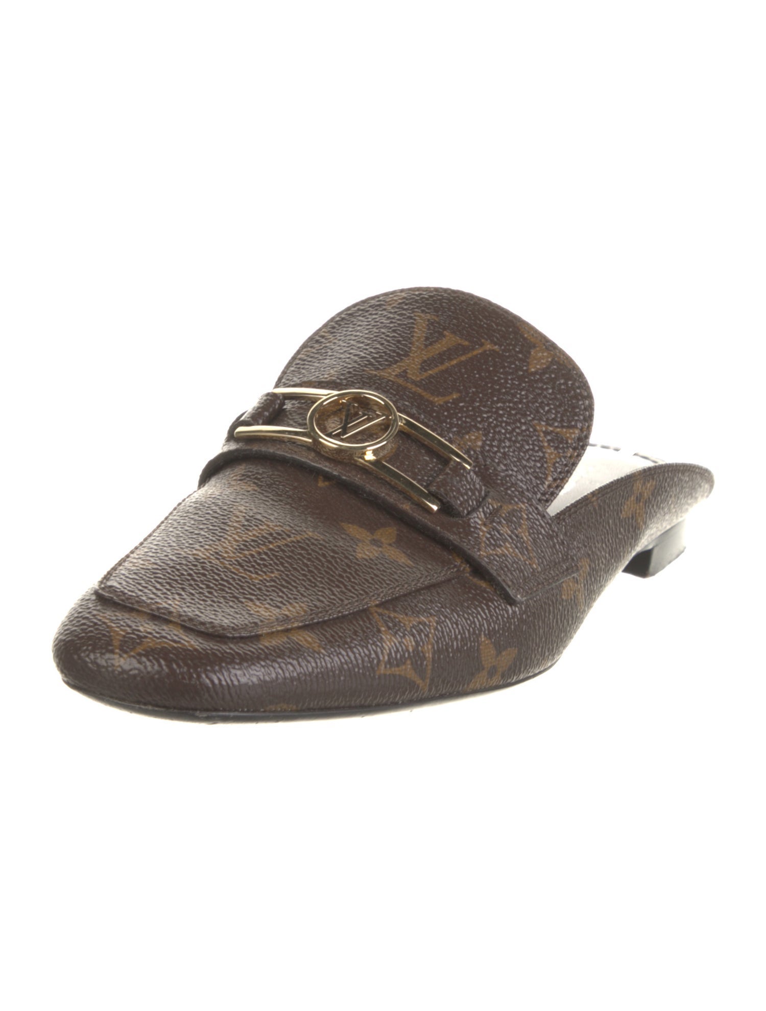 Louis Vuitton LV Monogram Leather Trim Embellishment Mules