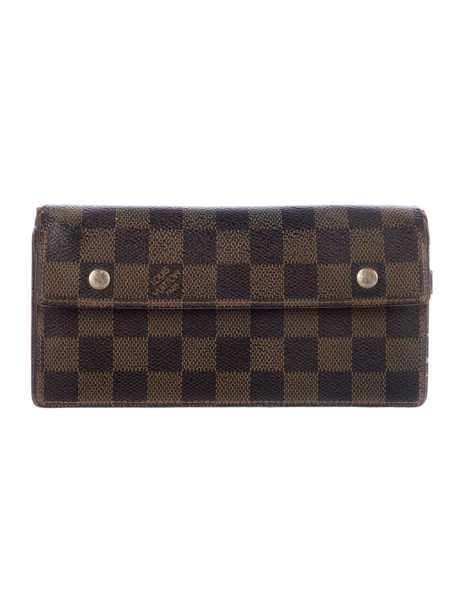 Louis Vuitton Damier Ebene Pattern Coated Canvas Sarah Wallet