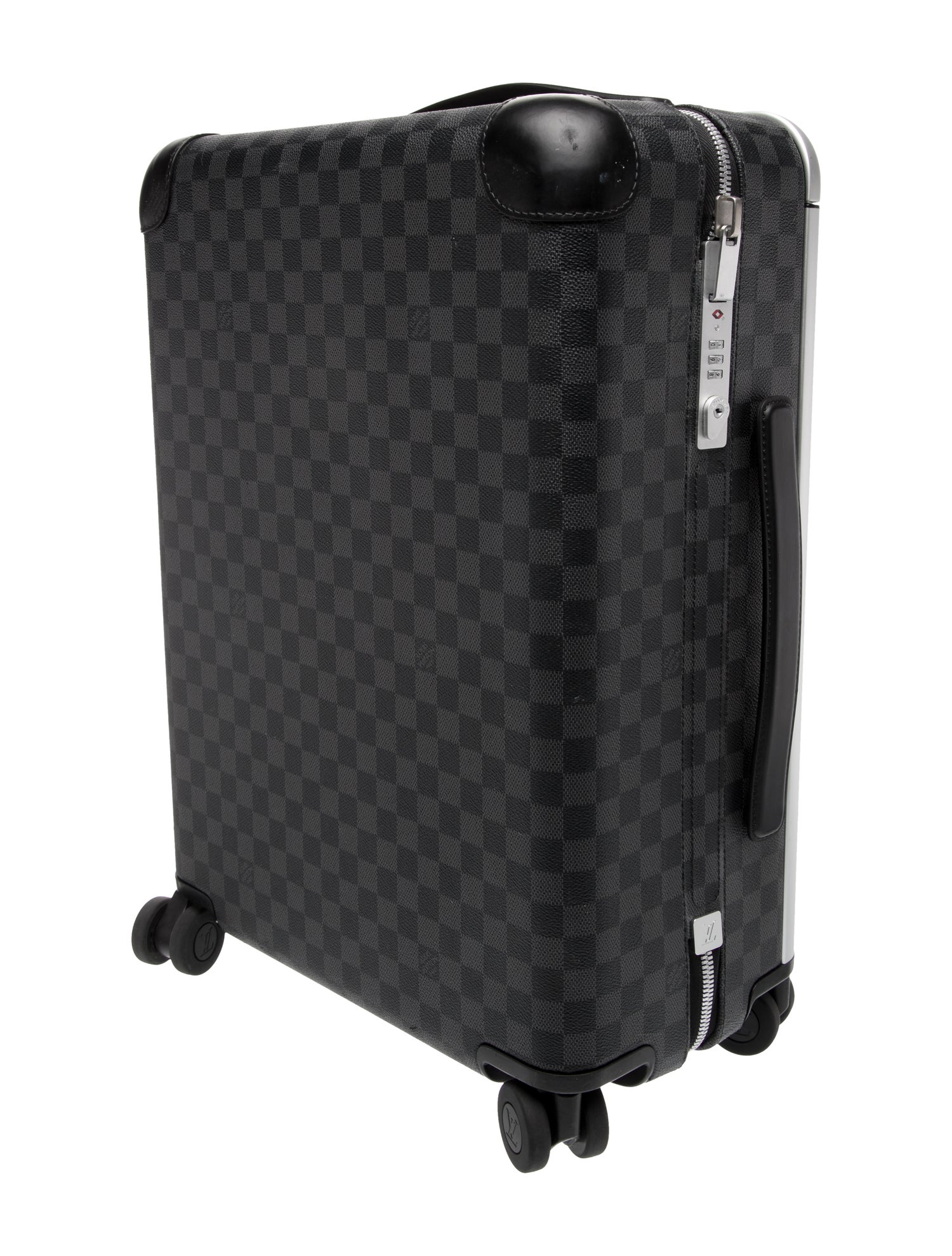 Louis Vuitton Black leather luggage.