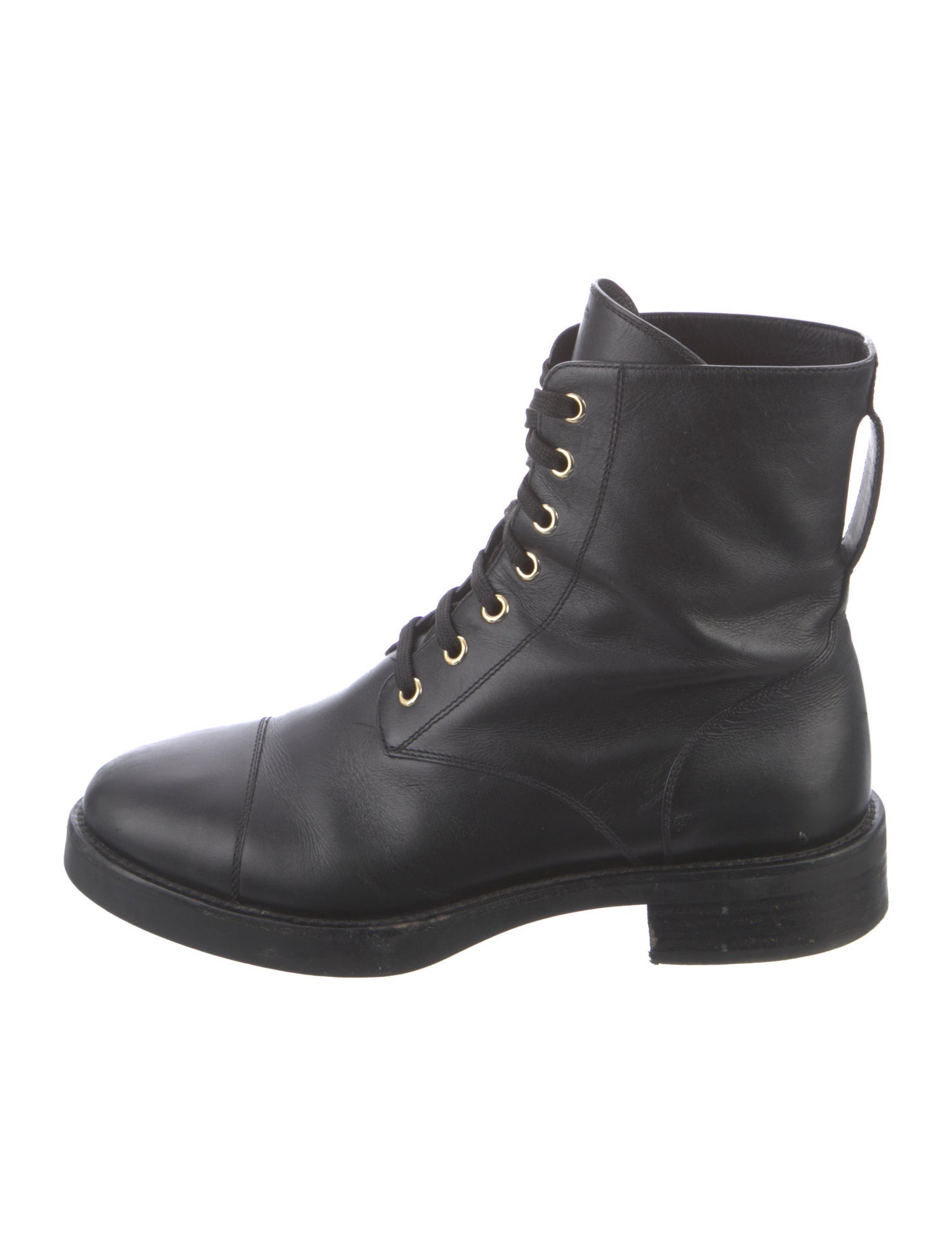 Louis Vuitton Leather Whipstitch Trim Combat Boots