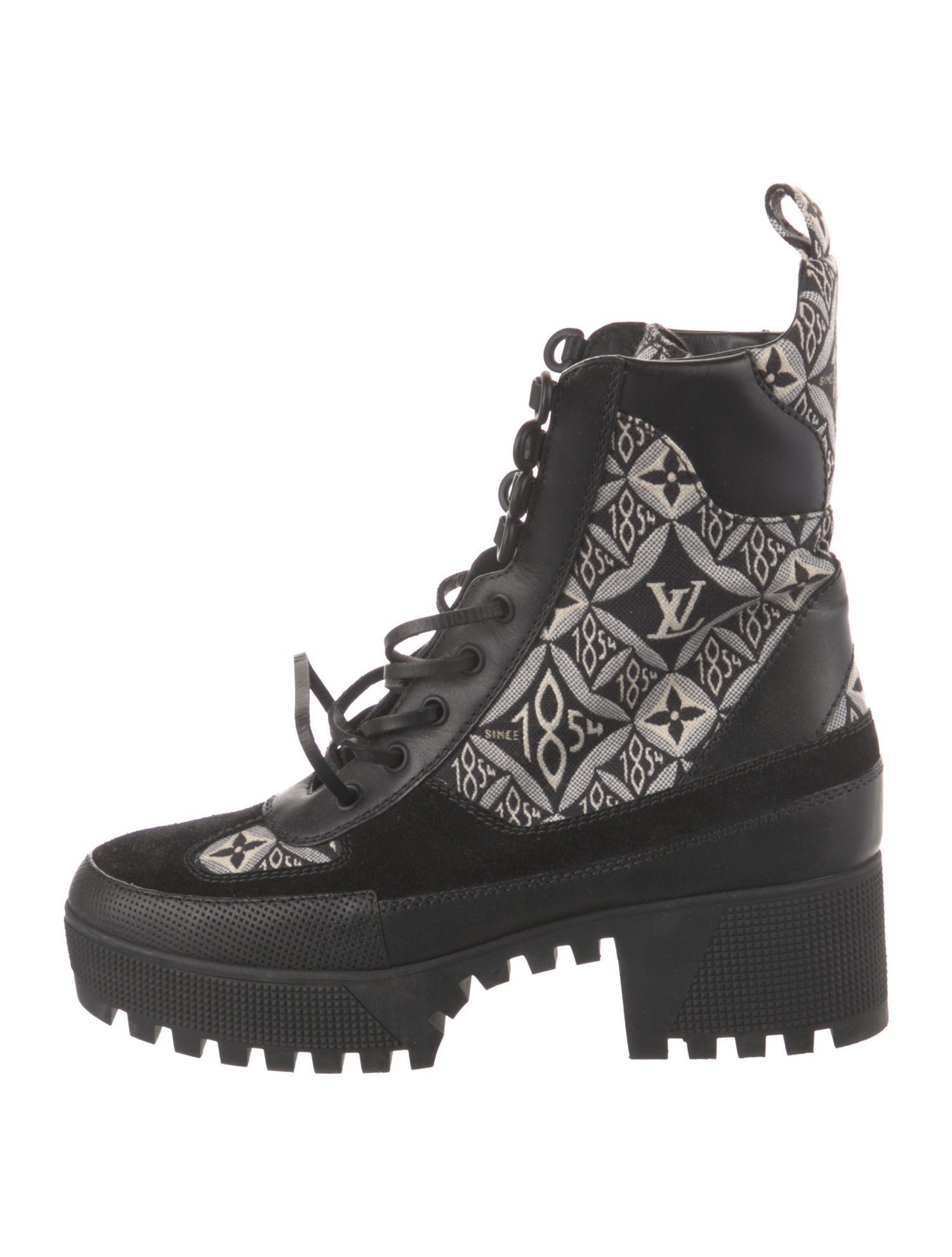 Louis Vuitton Monogram Pattern Canvas Combat Boots