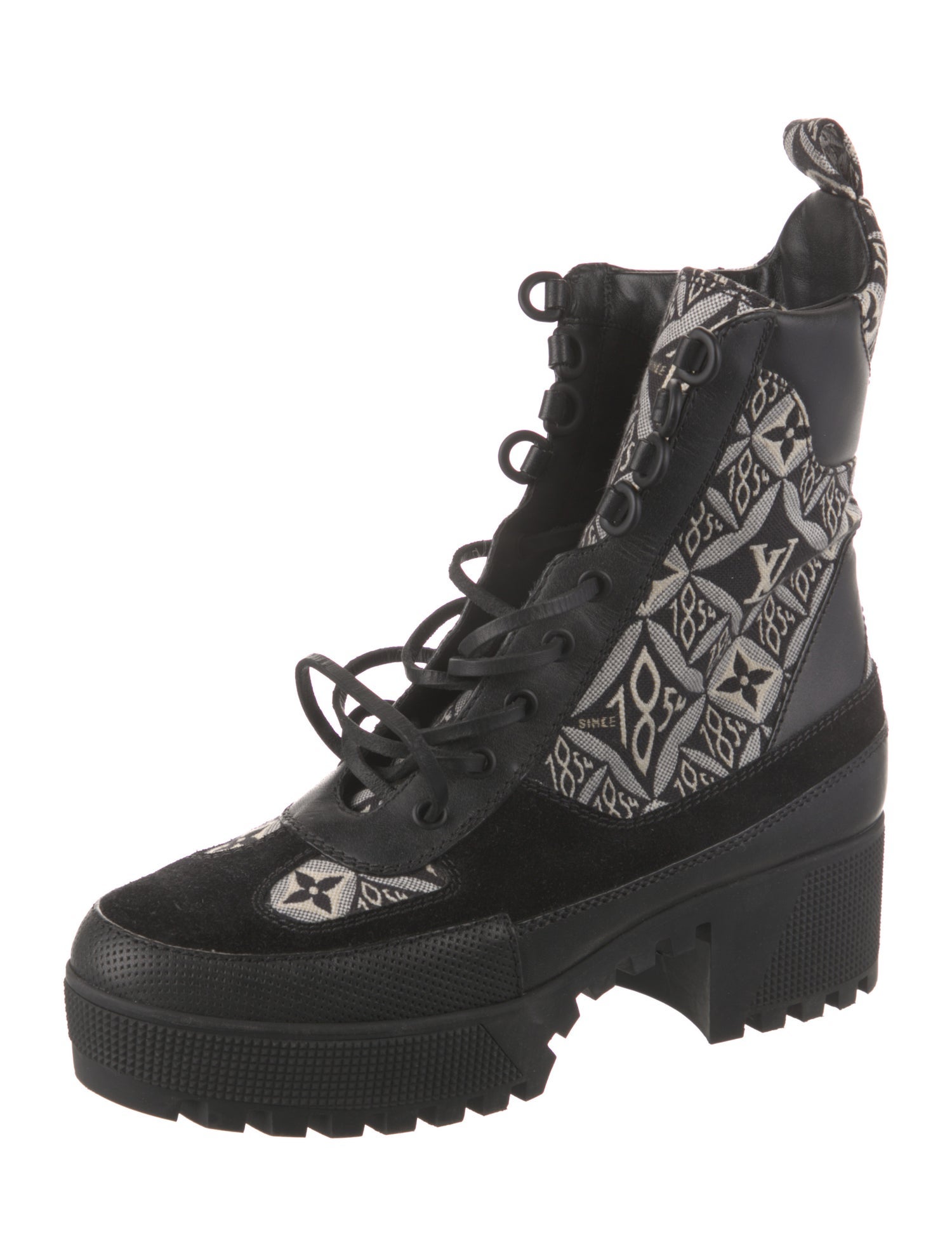 Louis Vuitton Monogram Pattern Canvas Combat Boots