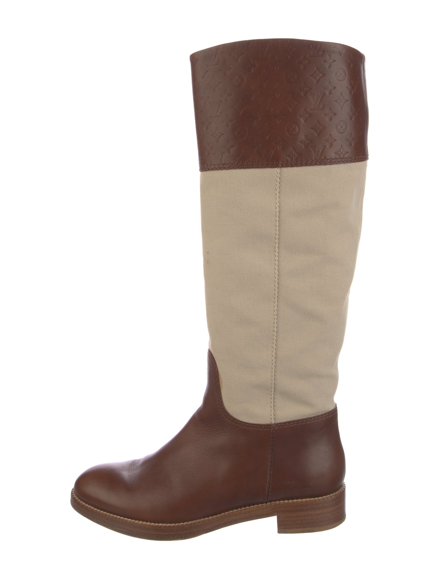 Louis Vuitton Leather Colorblock Pattern Riding Boots