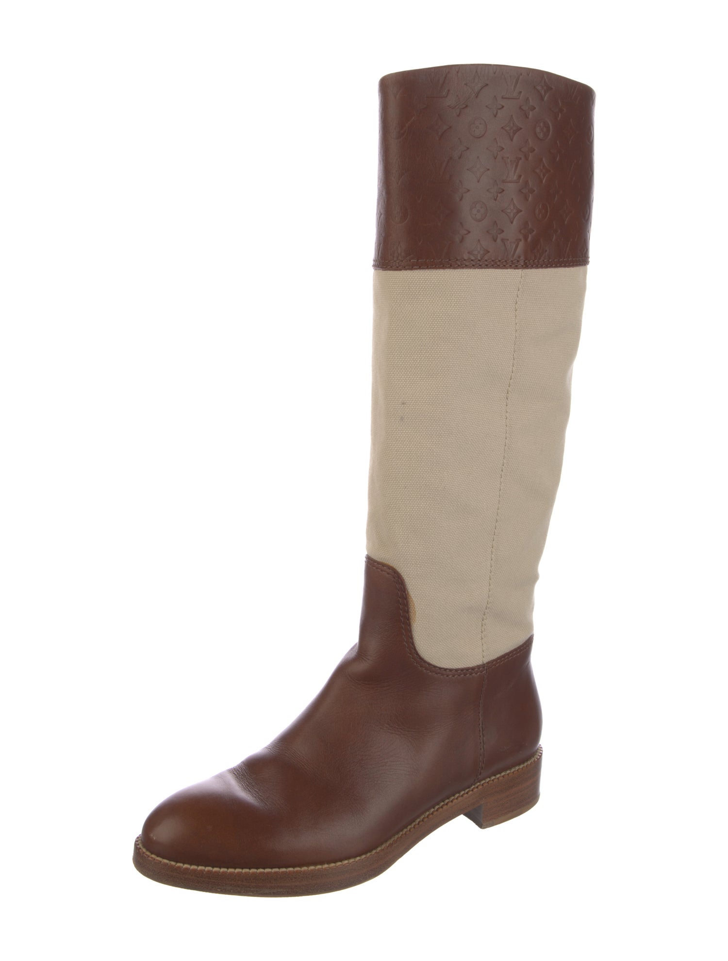 Louis Vuitton Leather Colorblock Pattern Riding Boots