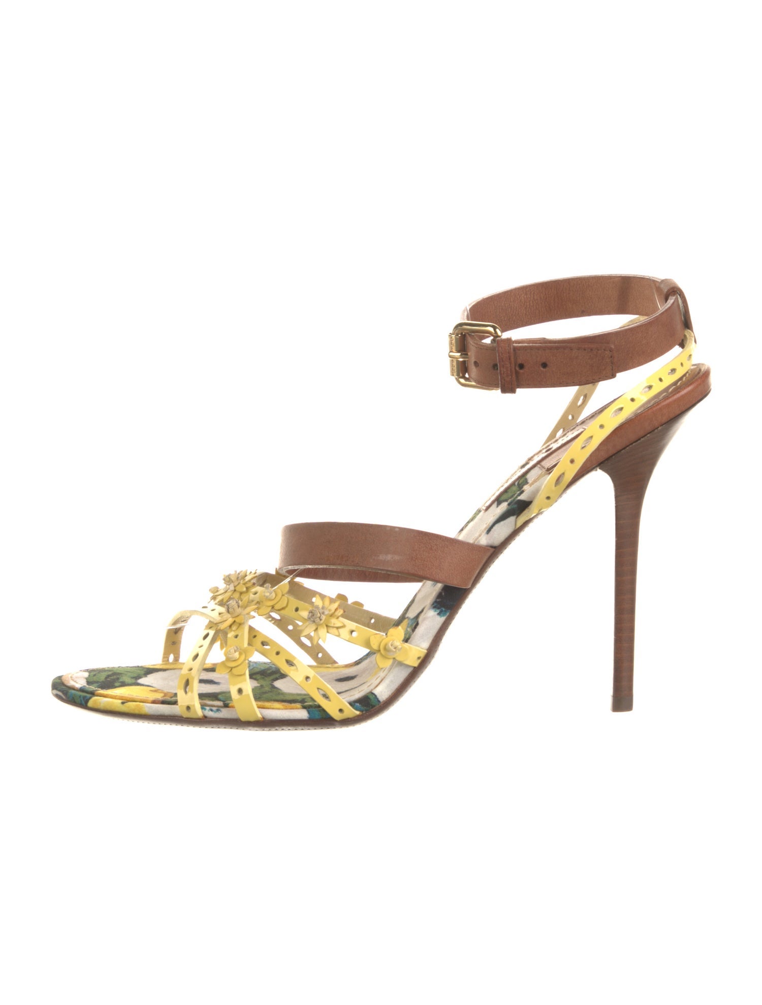 Louis Vuitton Leather Floral Print Sandals