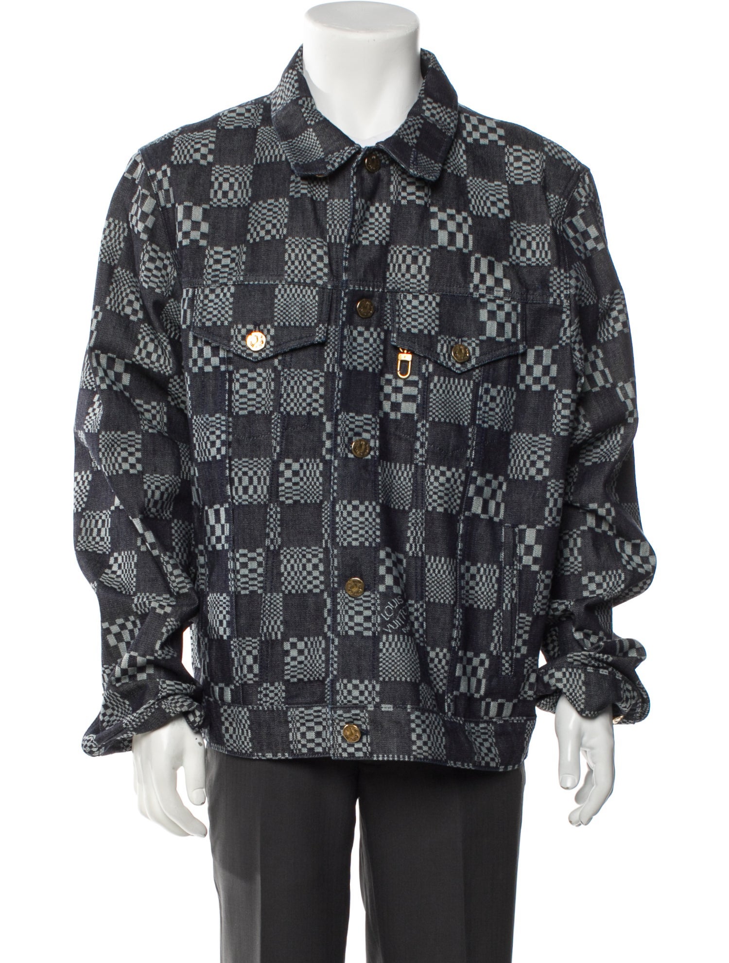 Louis Vuitton 2021 DISTORTED DAMIER DENIM Trucker Jacket