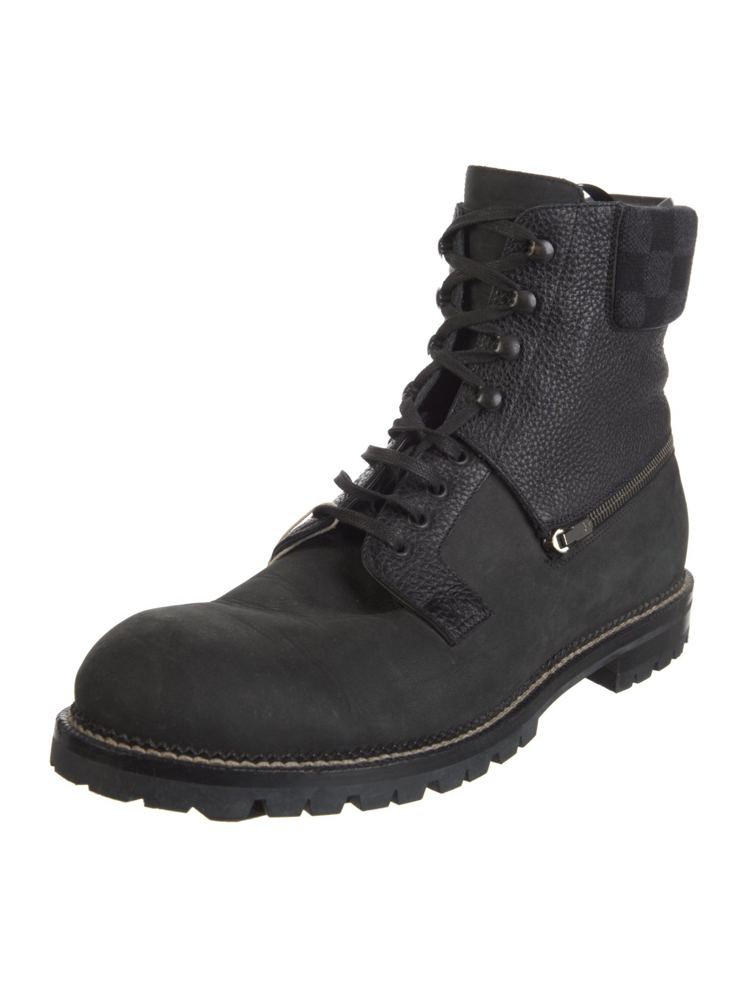 Louis Vuitton Damier Graphite Pattern Leather Lace-Up Boots