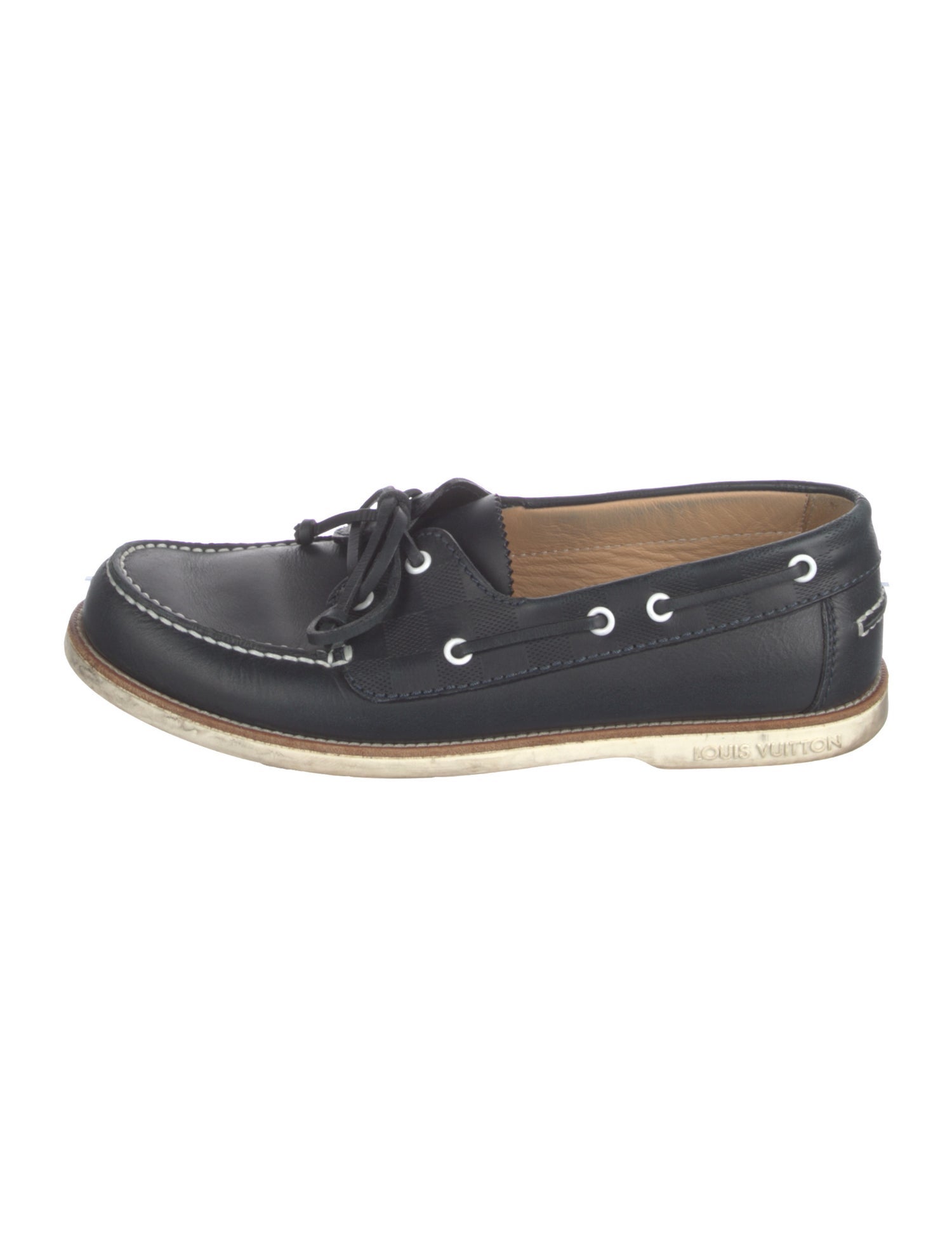 Louis Vuitton Leather Whipstitch Trim Boat Shoes