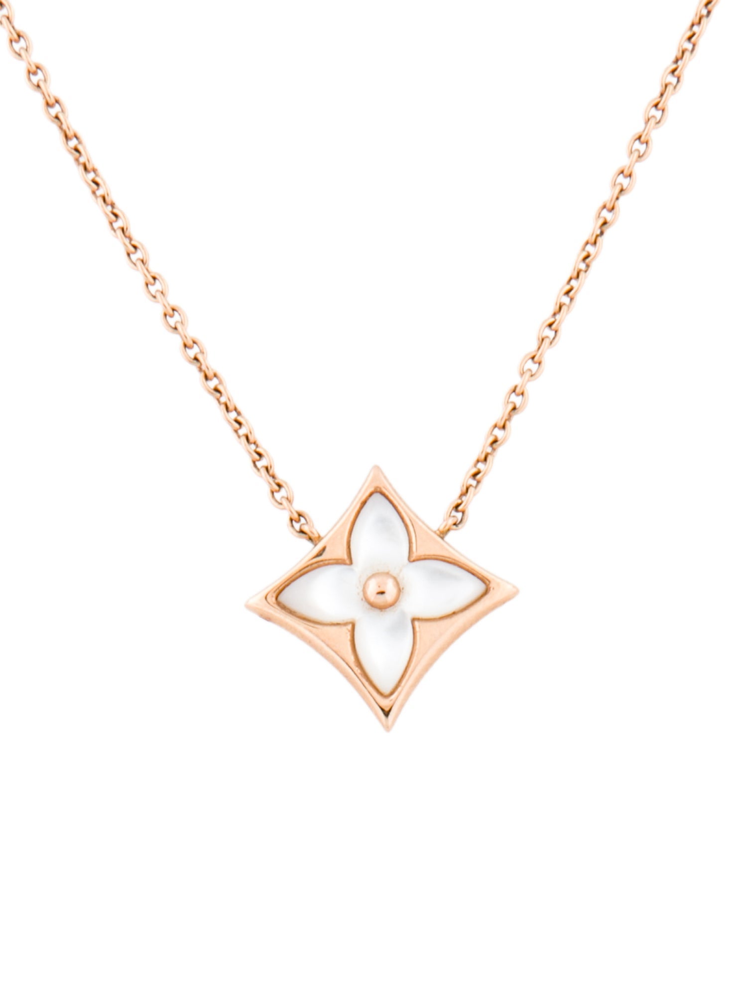 Louis Vuitton 18K Mother of Pearl Star Pendant Necklace